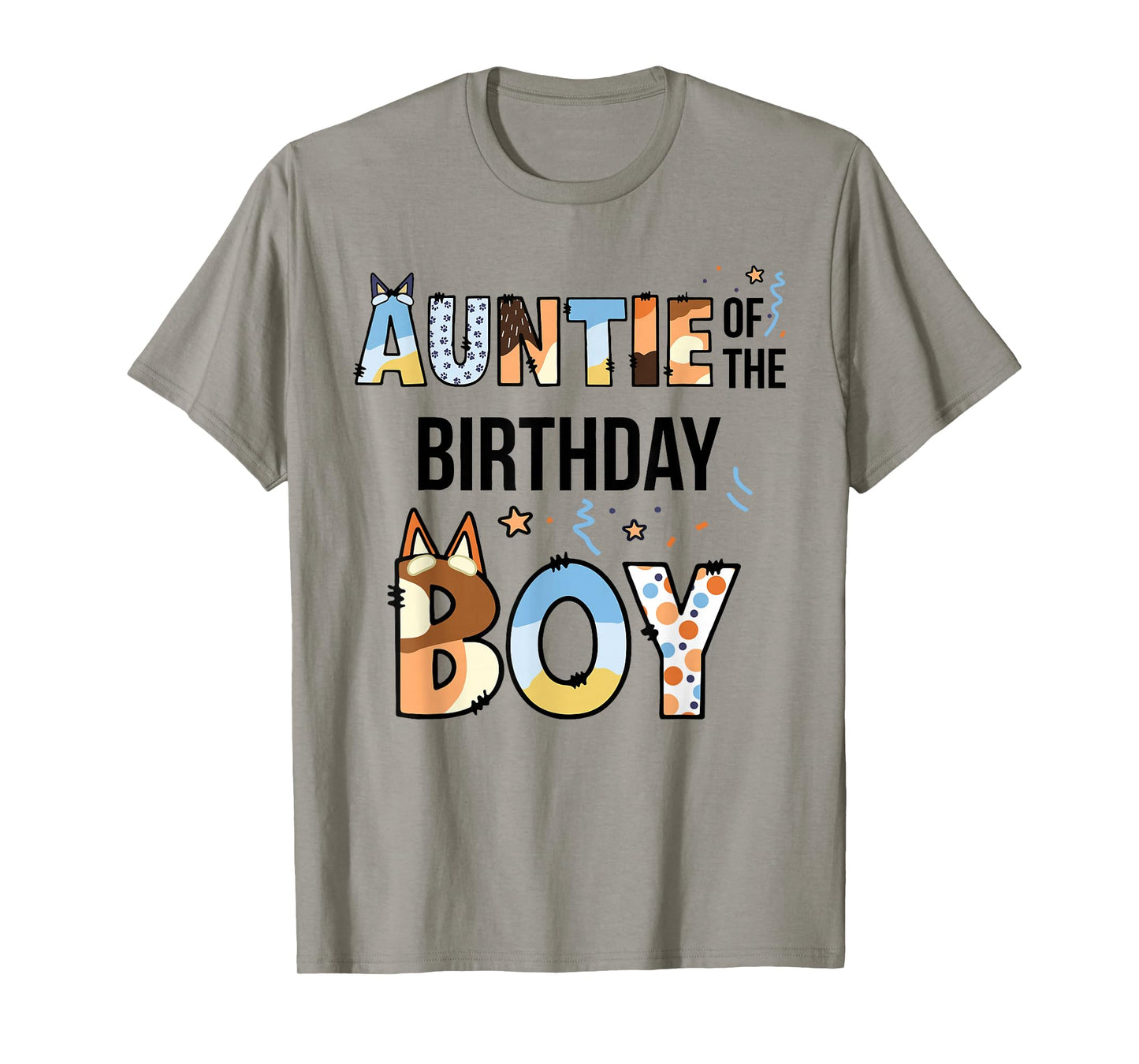 Auntie Of The Birthday Boy Party Blue Dog Lover Matching T-Shirt