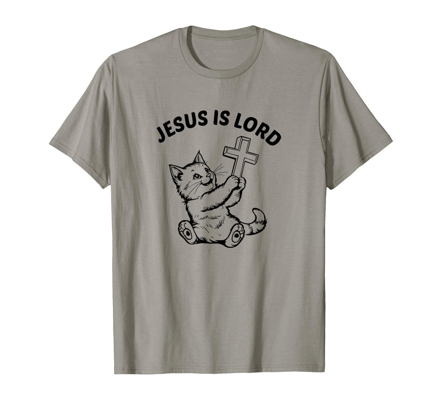 Vintage Jesus is Lord Funny Cat Cross Meme Faith Bible T-Shirt