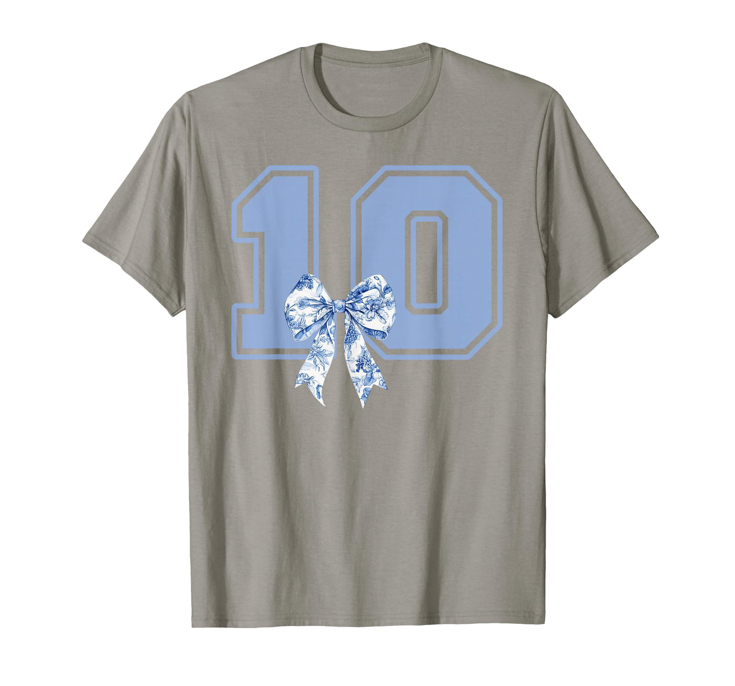 Birthday Girl Coquette Toile Blue Bow 10 Year Old Girl T-Shirt