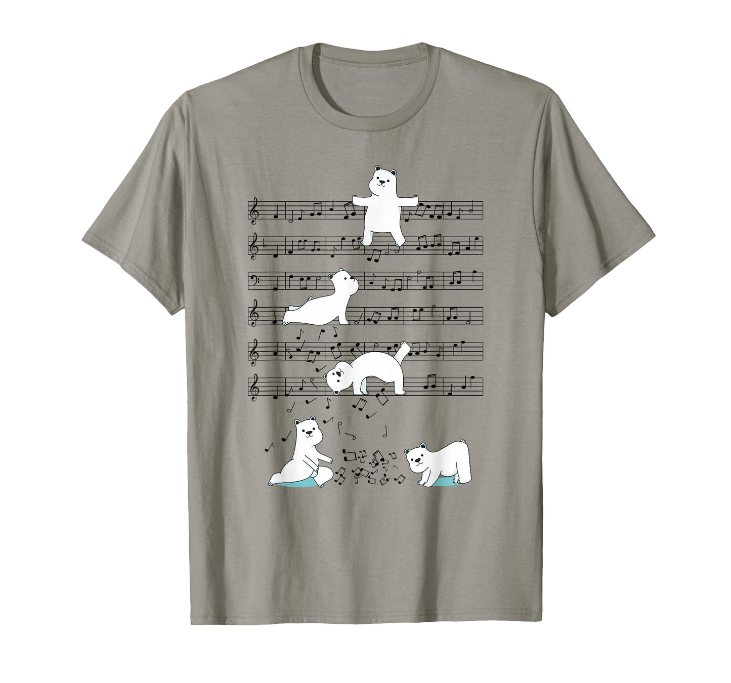 Funny Polar Bear music yoga Playing Music Note T-Shirt