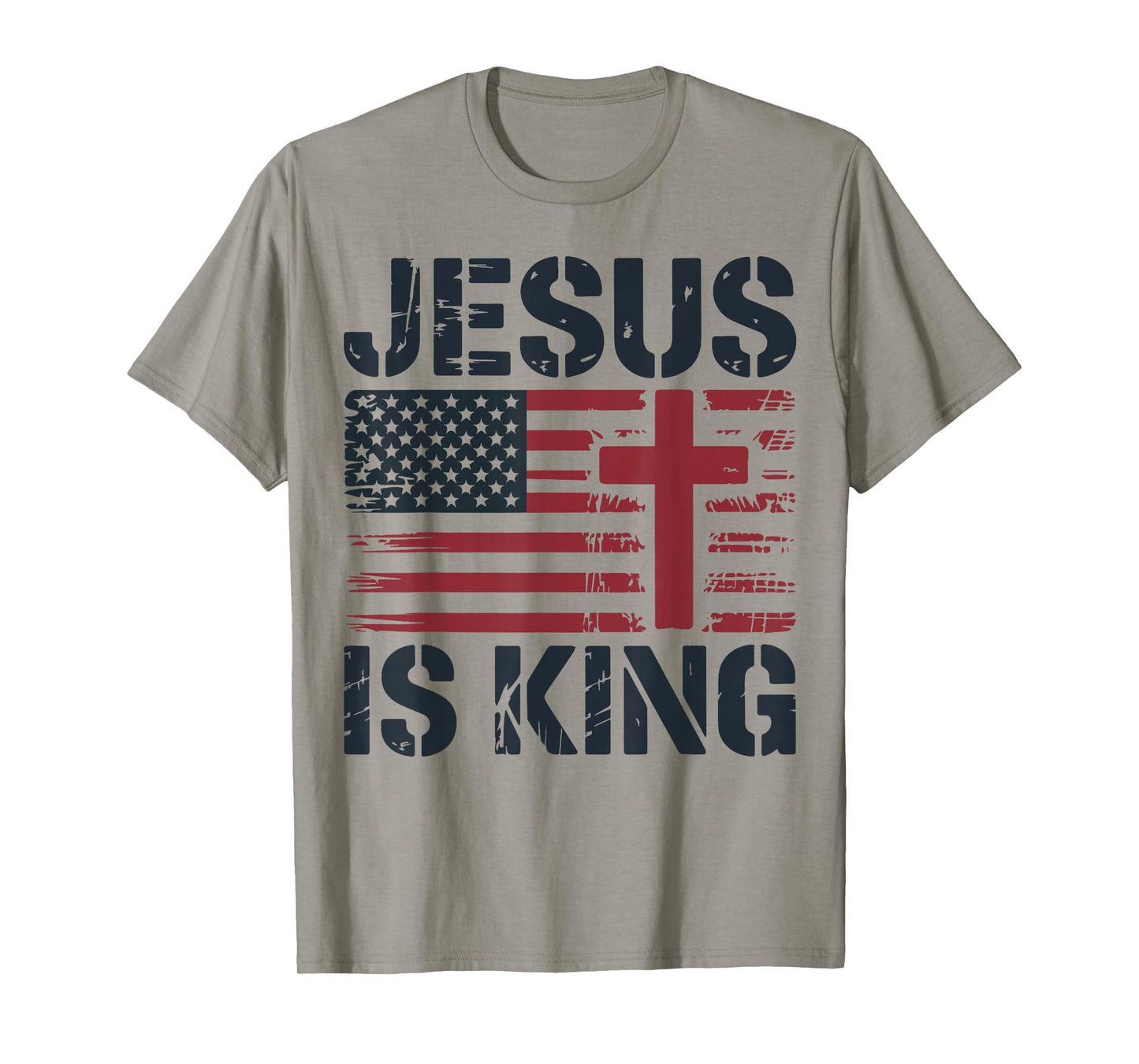 White Jesus is King American Flag Christian Patriotic Cross T-Shirt