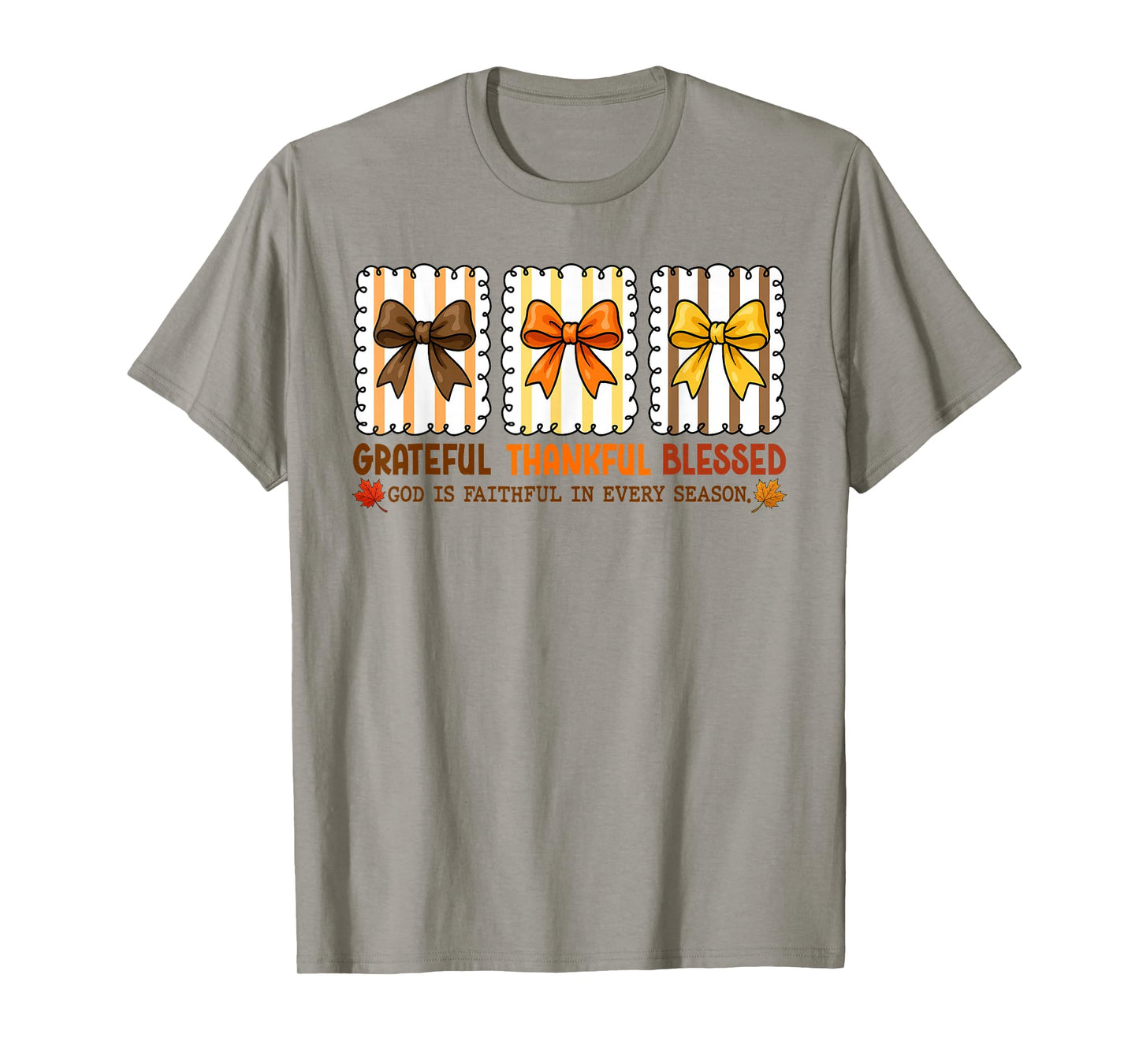 Cute Coquette Christian Fall Bow Grateful Thankful Blessed T-Shirt