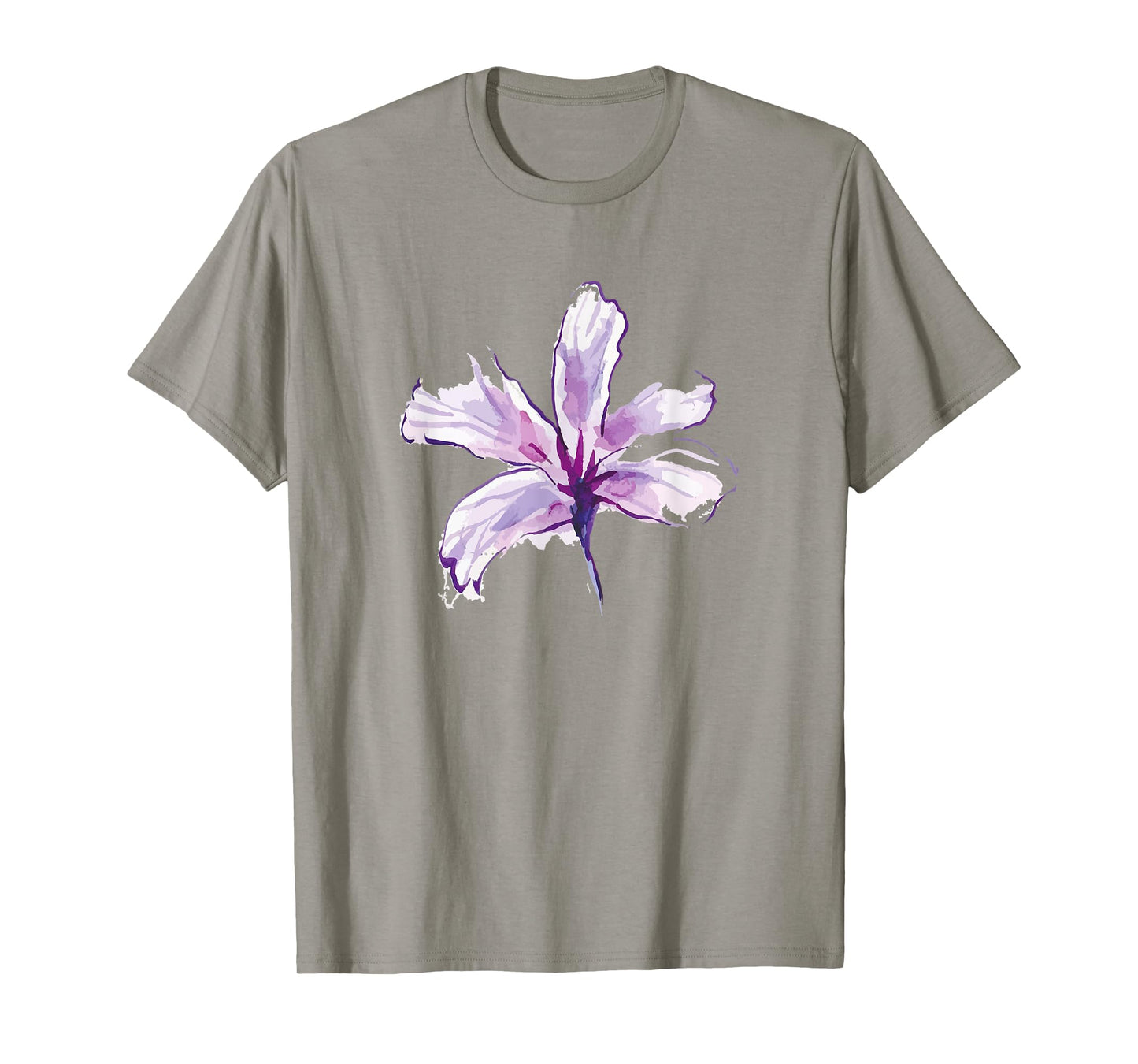 Purple White Watercolor Flower Art Paint Graphic Design Gift T-Shirt