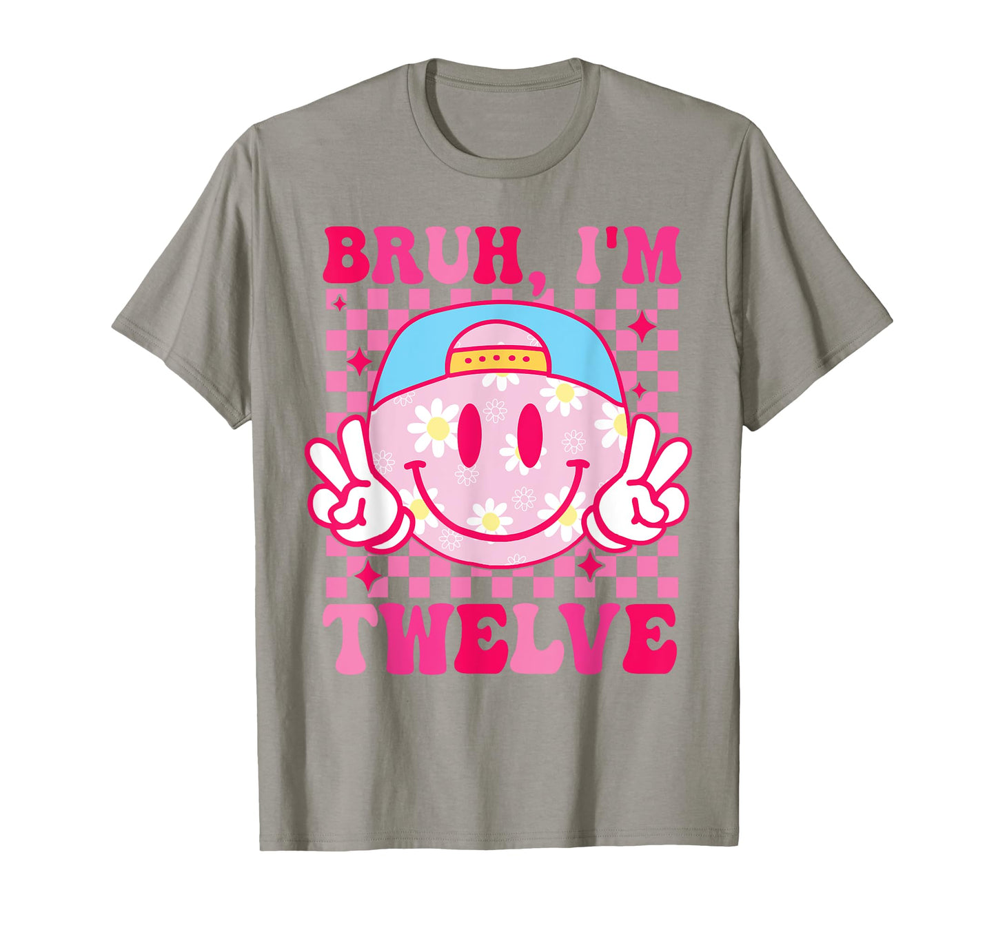 Bruh I'm Twelve 12 12th Birthday Groovy Girls 12 Years Old T-Shirt