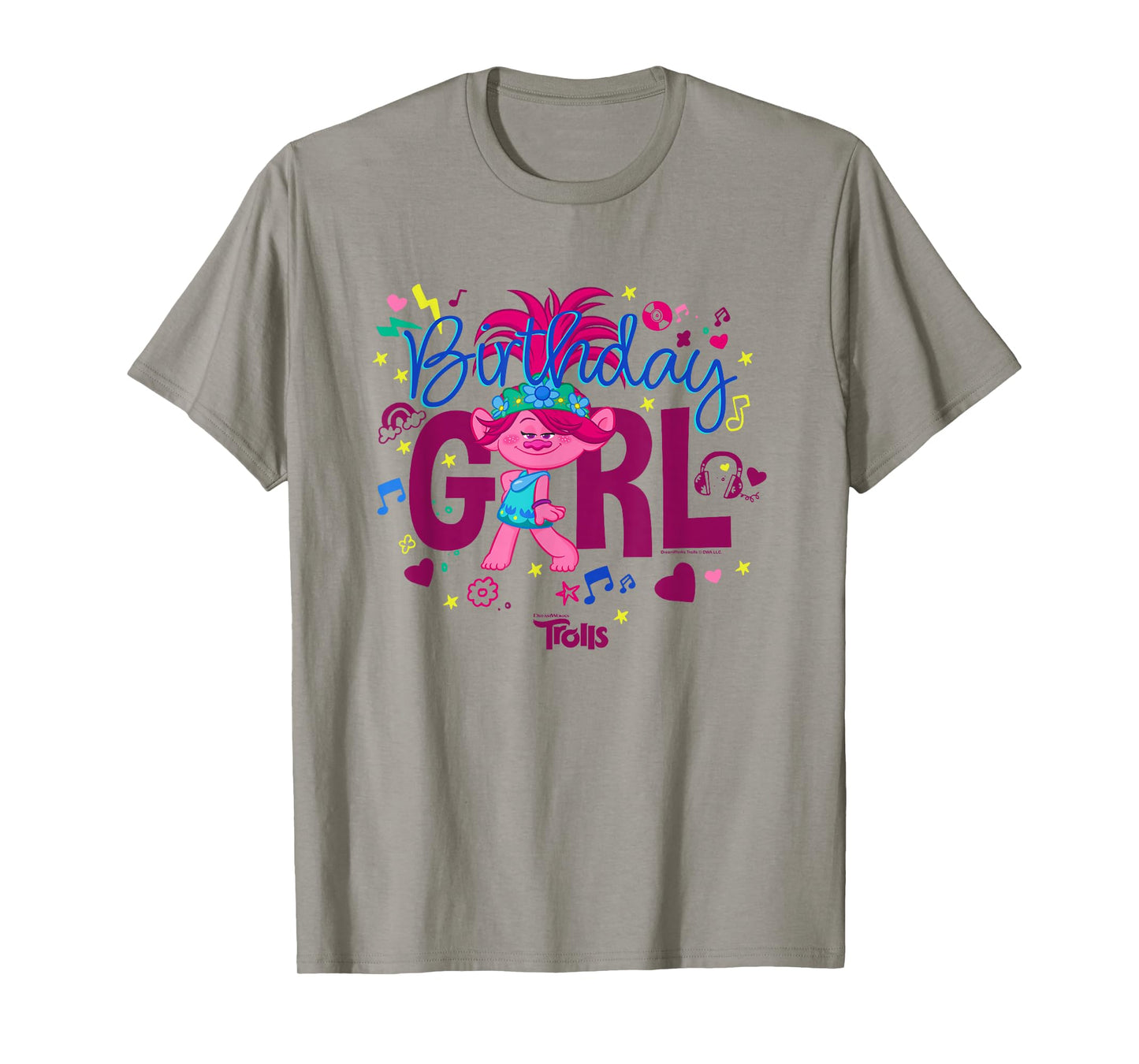Trolls Cute Sassy Poppy Birthday Girl Big Chest Logo T-Shirt