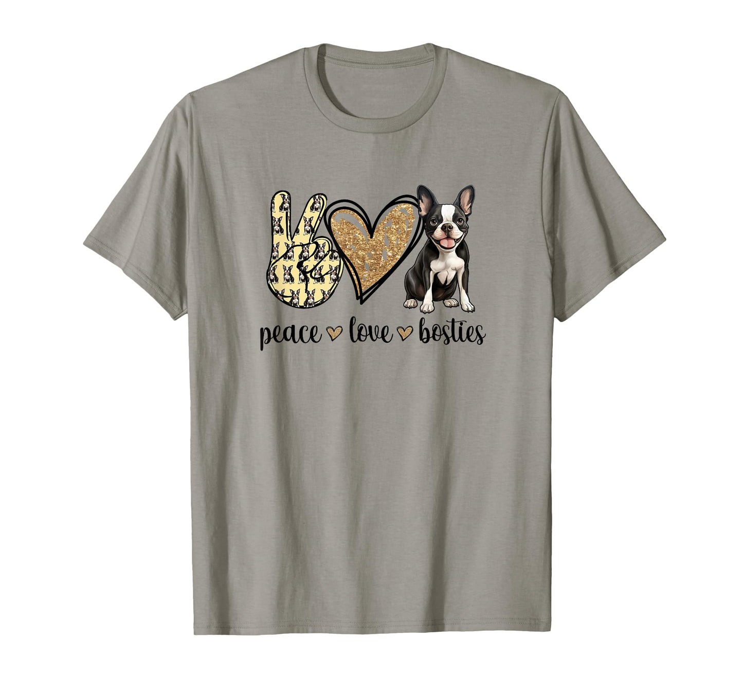 Peace Love Boston Terrier Dog Lover Men Women Girls Kids T-Shirt