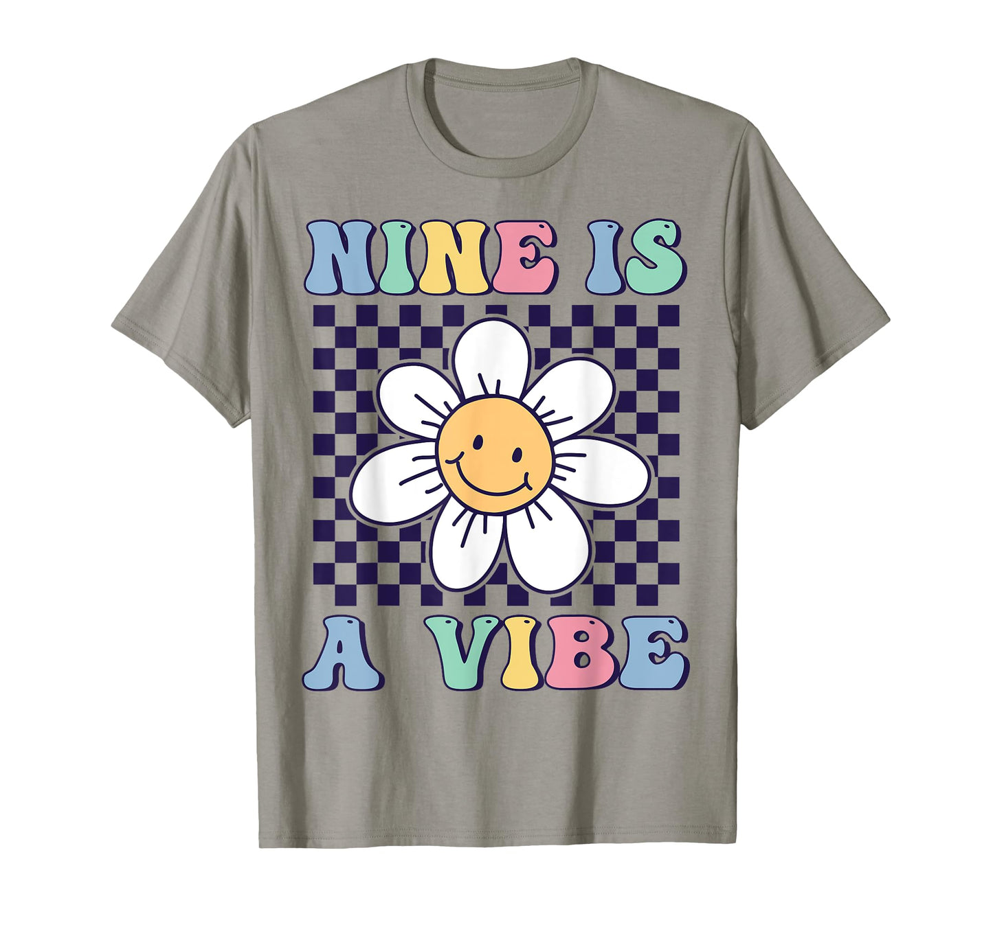Nine Is A Vibe Cute Groovy 9th Birthday Party Daisy Flower T-Shirt