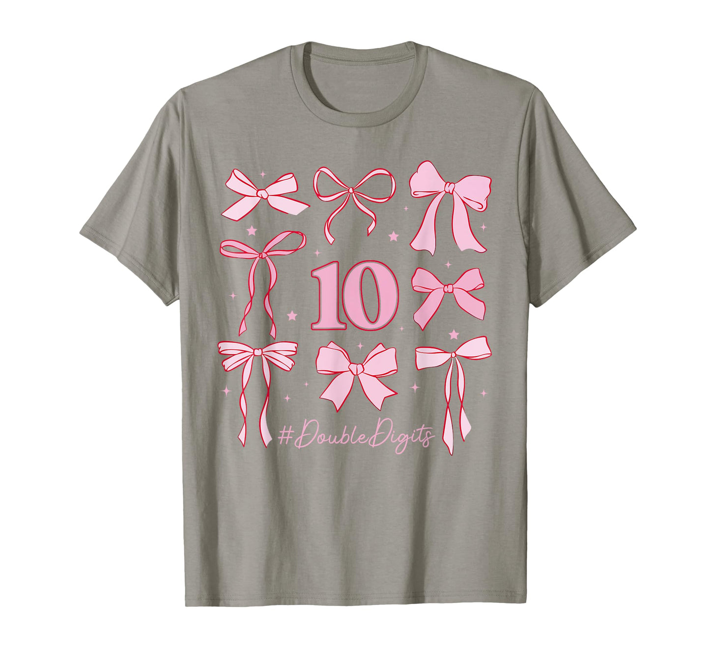 Cute Double Digits Birthday Girl 10th Birthday Coquette Bow T-Shirt