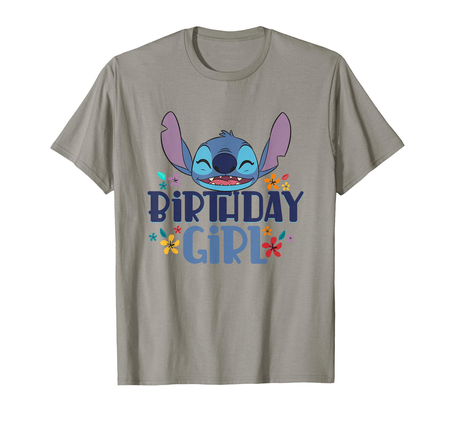 Disney Lilo & Stitch Birthday Girl Smile Stitch Floral Logo T-Shirt