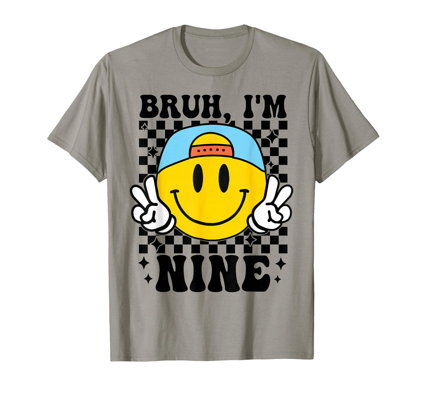Bruh I'm Nine 9 9th Birthday Groovy Boys Girls 9 Years Old T-Shirt