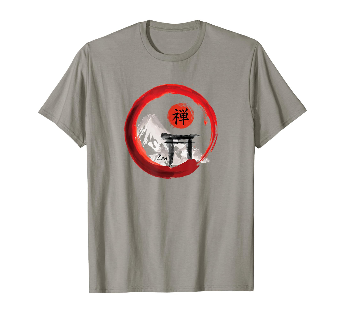 Mt. Fuji Sando Enso Circle Japanese Zen Lettering Yoga T-Shirt