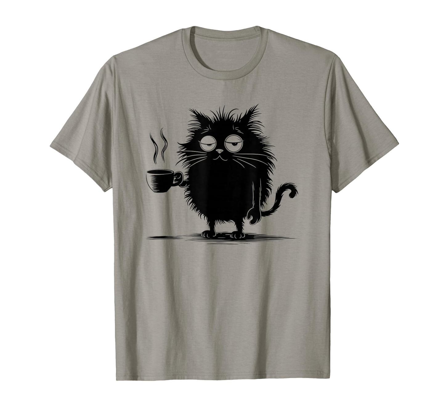 Angry Funny Cute Black Cat Shirt I Like Cats and Coffee T-Shirt