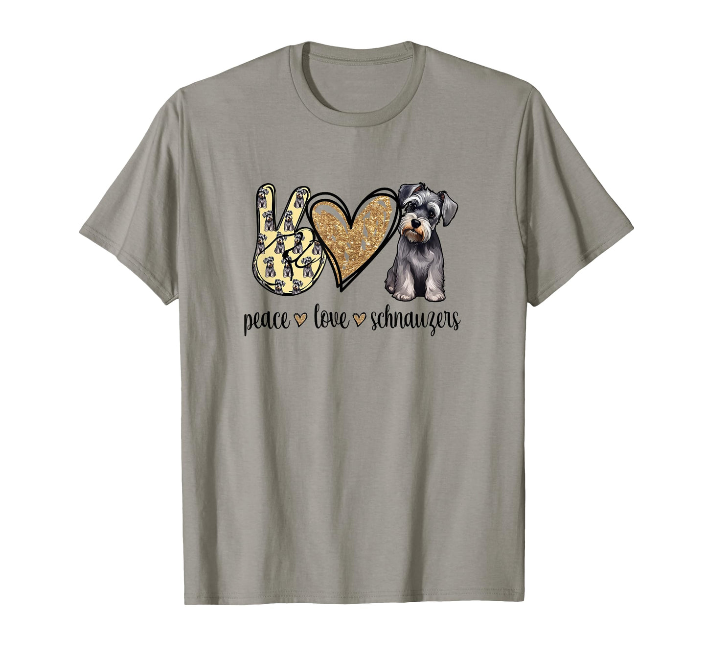 Funny Womens Peace Love Miniature Schnauzer Lover T-Shirt