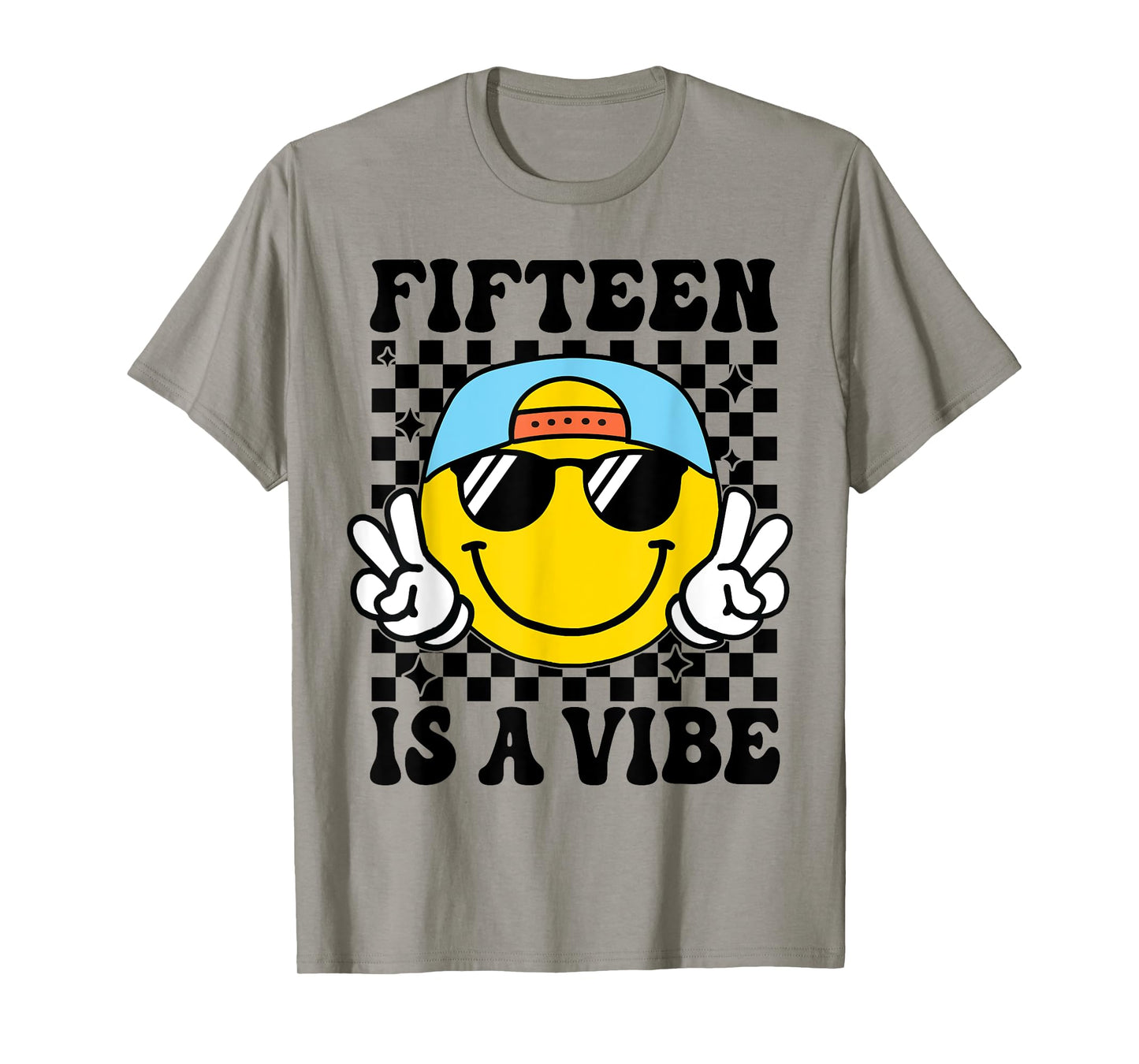 Fifteen is A Vibe 15th Birthday Groovy Boys 15 Years Old T-Shirt