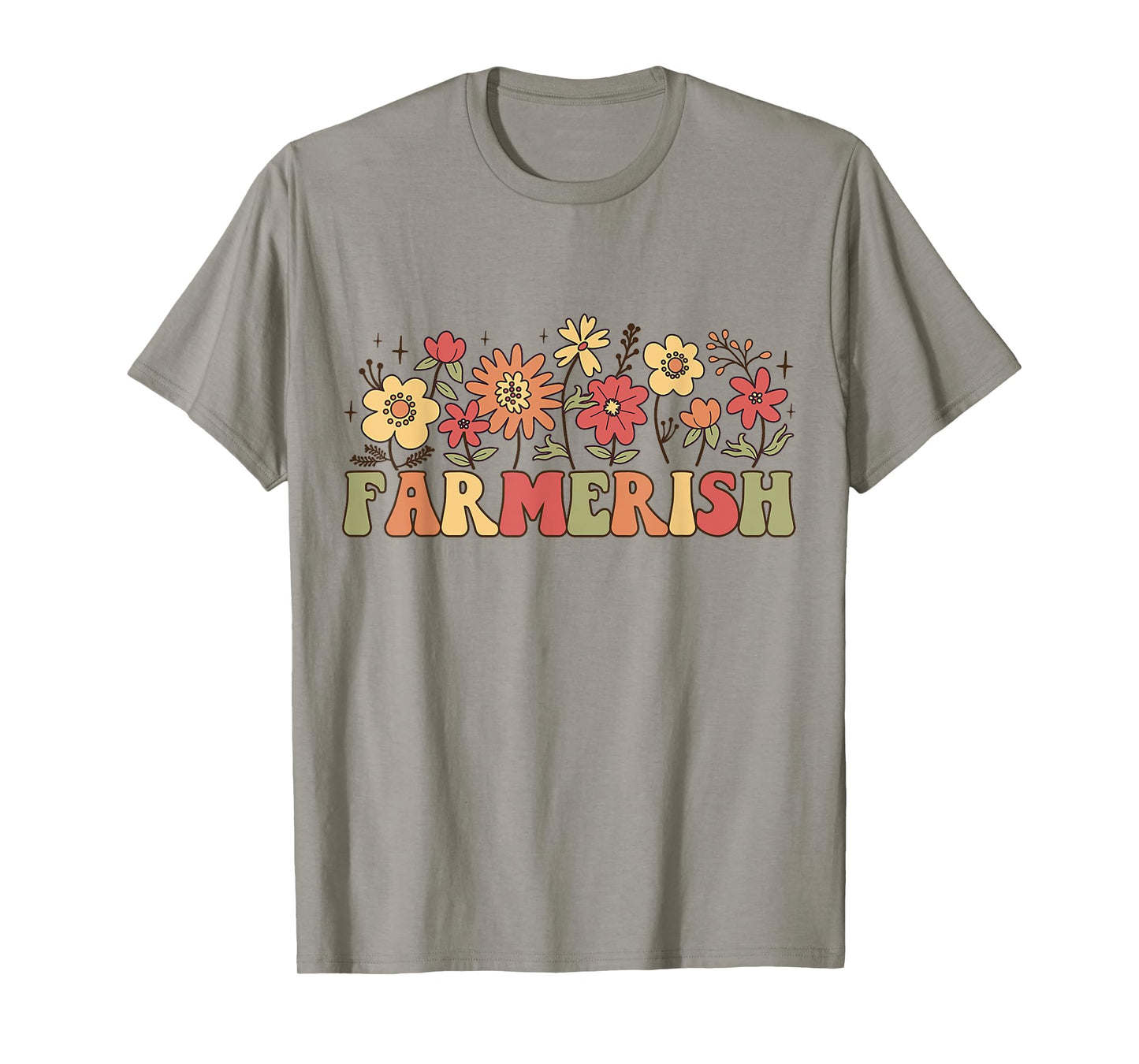 Farmerish Groovy Retro Floral Farmer Wife Daughter T-Shirt