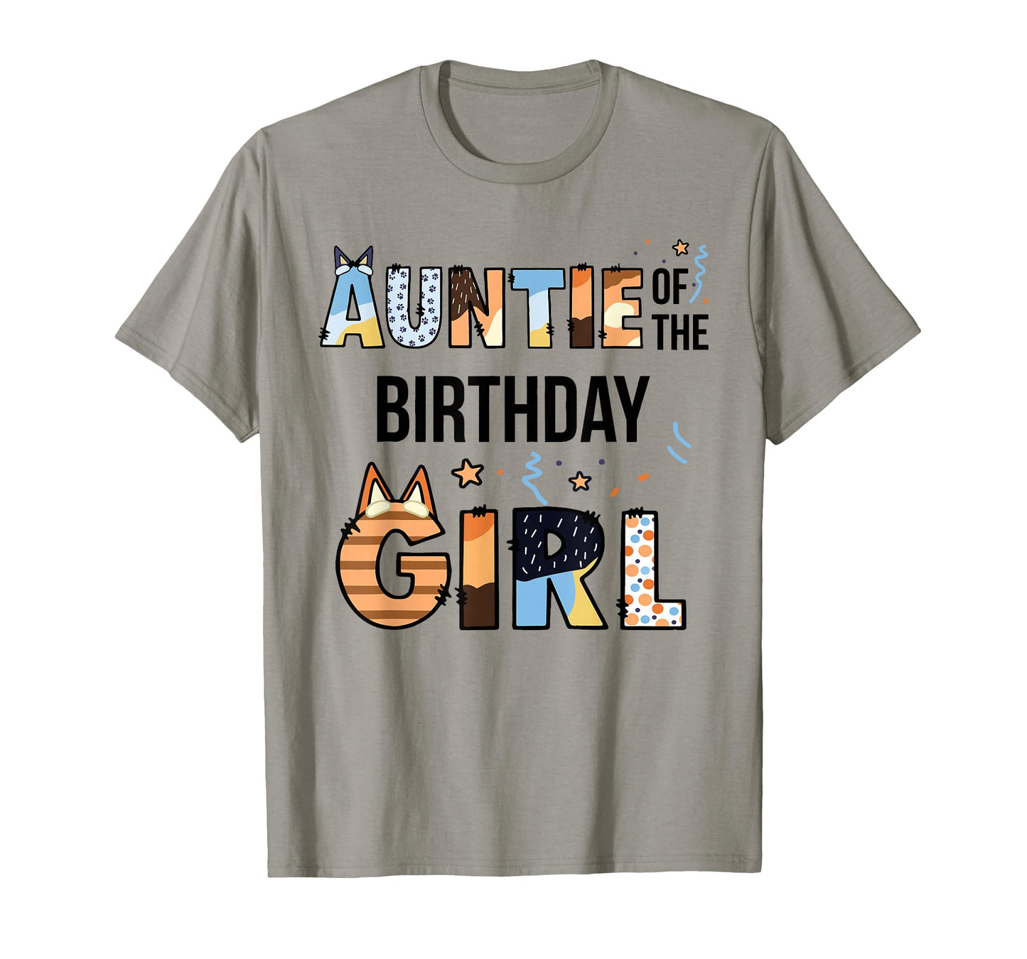 Auntie Of The Birthday Girl Party Blue Dog Lover Matching T-Shirt