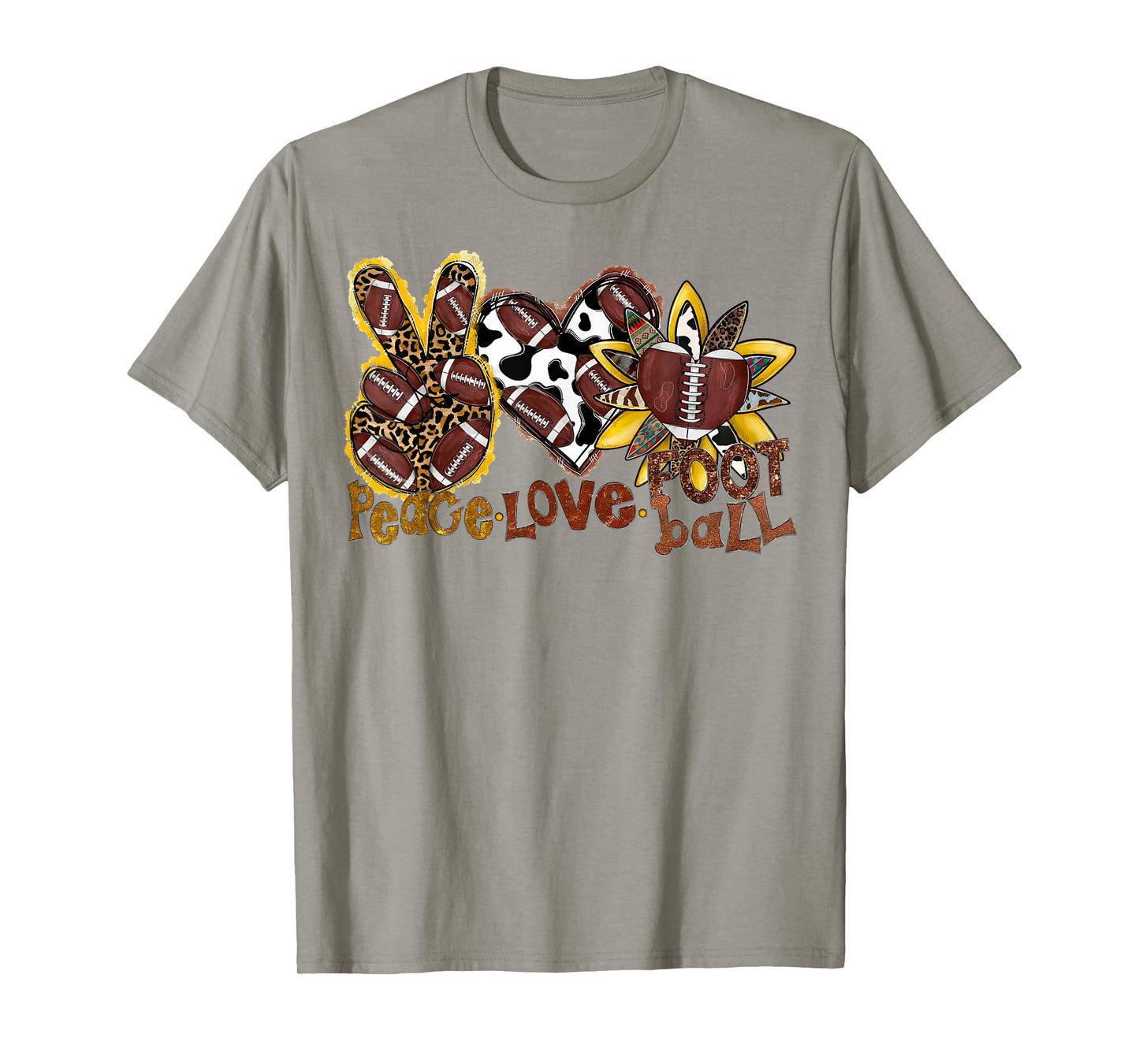 Peace Love Football Leopard American Football Lovers T-Shirt