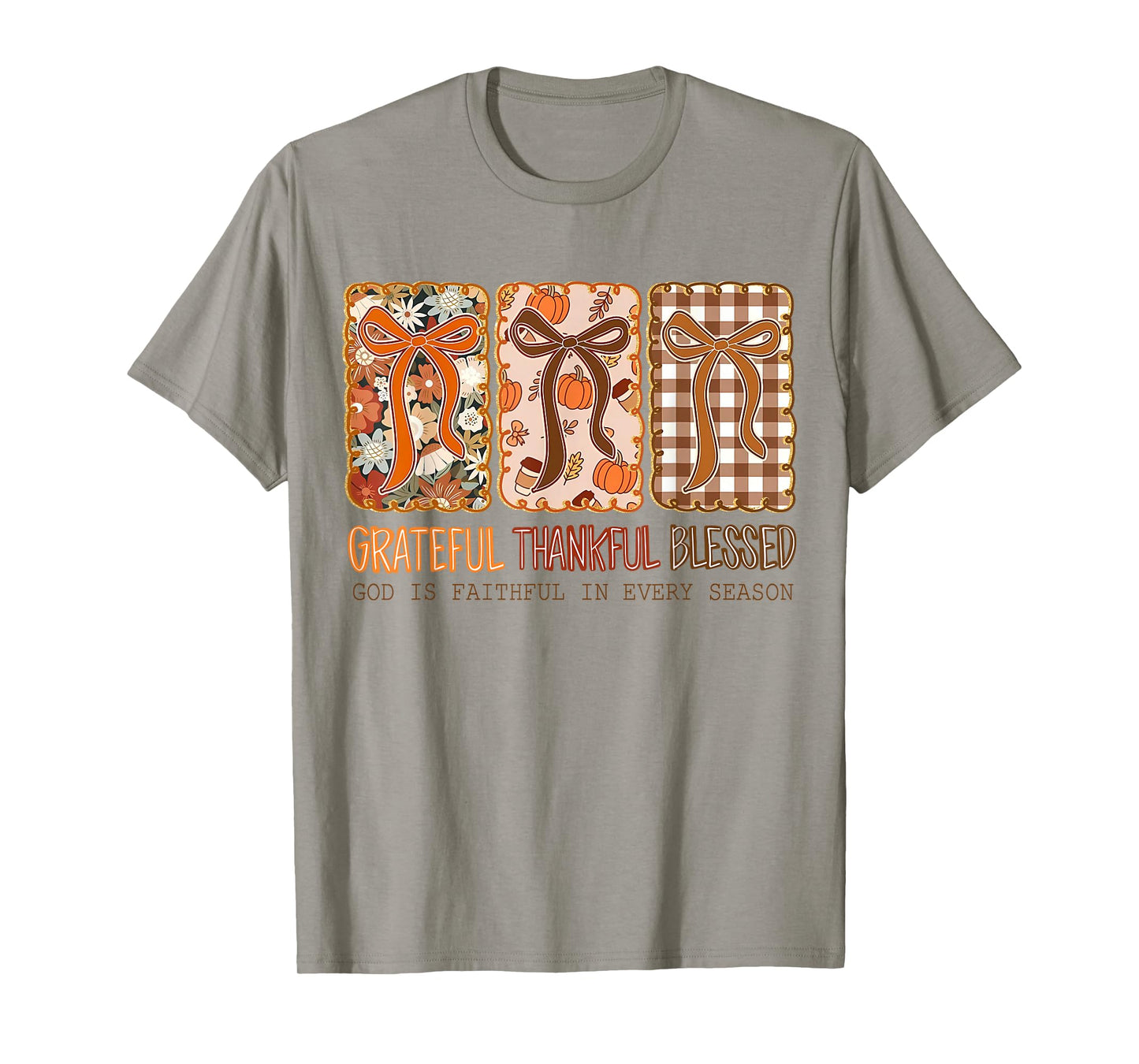 Grateful Thankful Blessed God Faithful Fall Christian T-Shirt