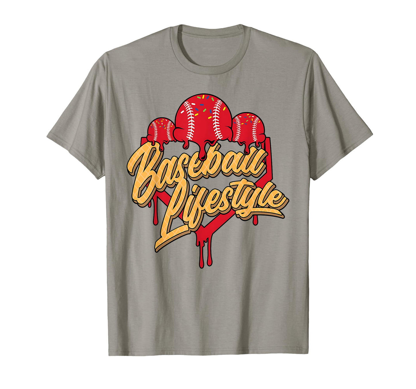Baseball Lifestyle Home Plate Ice Cream Drip Men Boys Youth T-Shirt