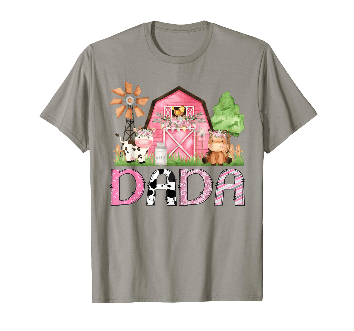 Dada Pink Farm Animal Birthday Kids Matching Family T-Shirt