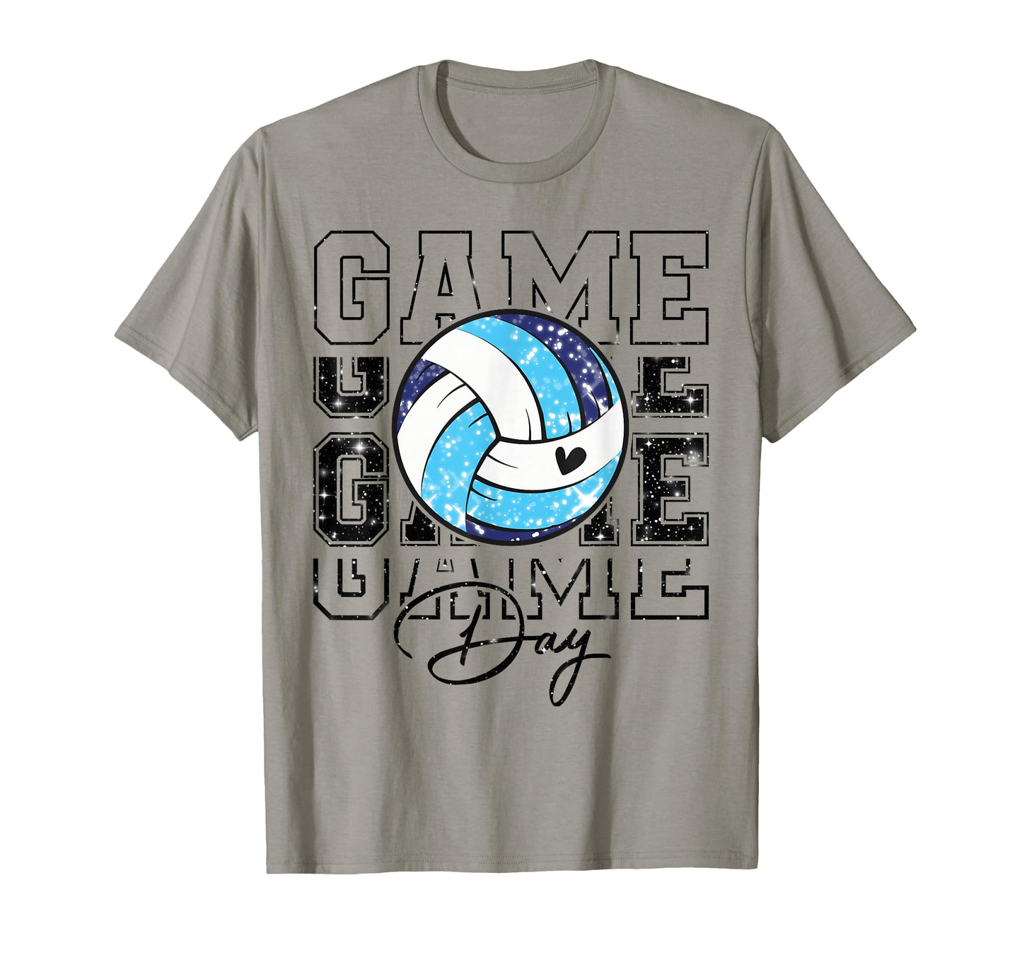 Volleyball Game Day Girls Volleyball Mom Light Blue & White T-Shirt