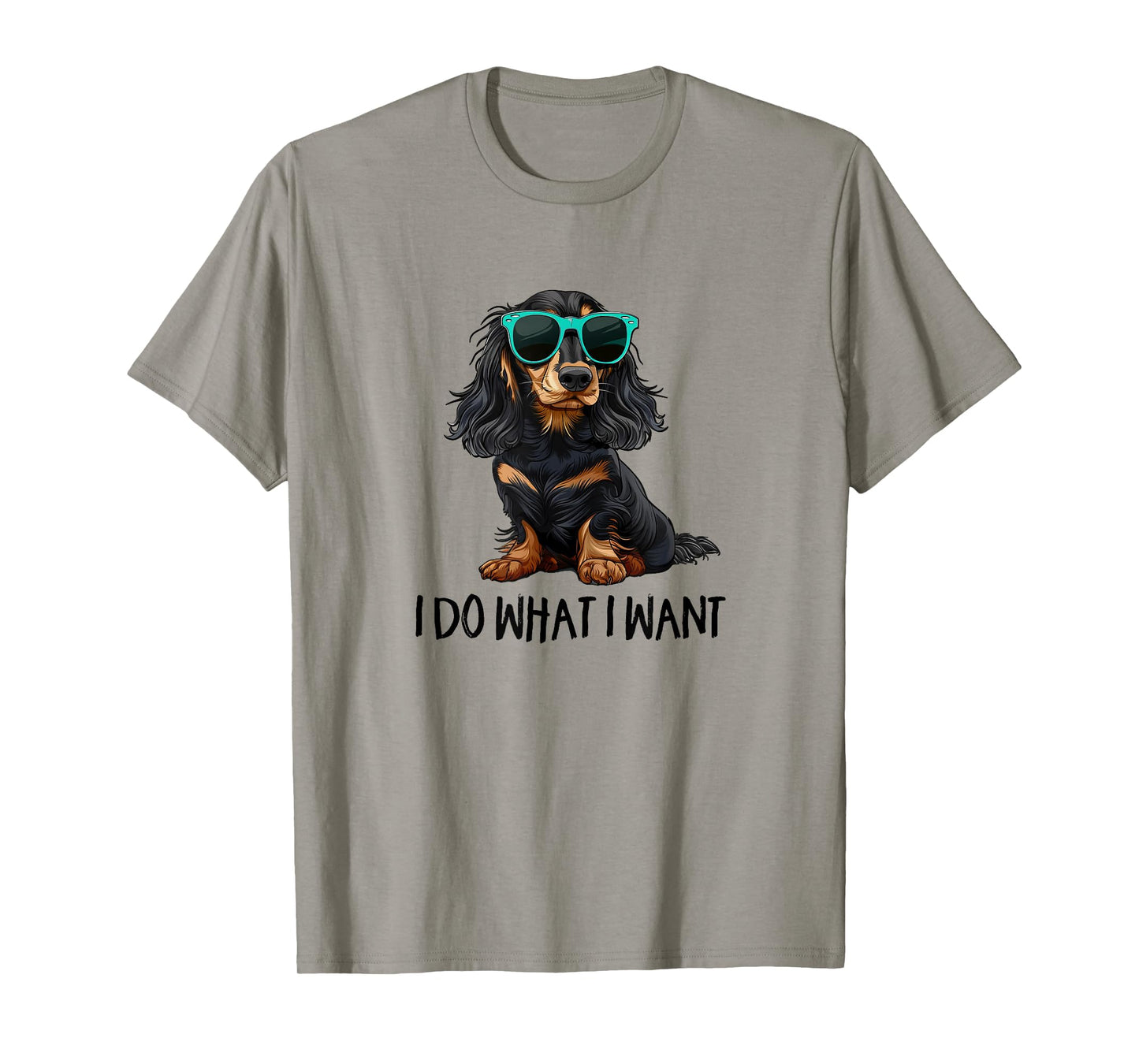 Funny Do What I Want Black Long Haired Dachshund Lover T-Shirt
