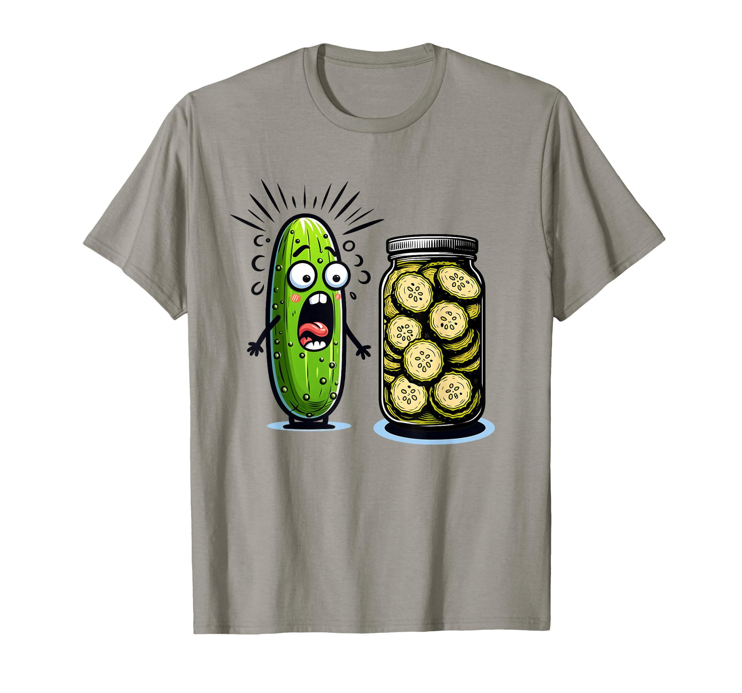 Funny Pickle Surprise A Cucumber And A Jar Of Sliced Pickles T-Shirt