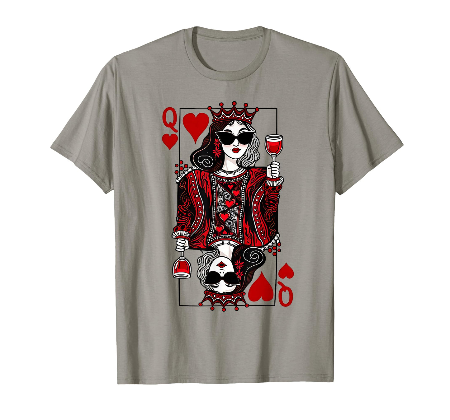 Queen of Hearts Wine Lover Womens Ladys T-Shirt