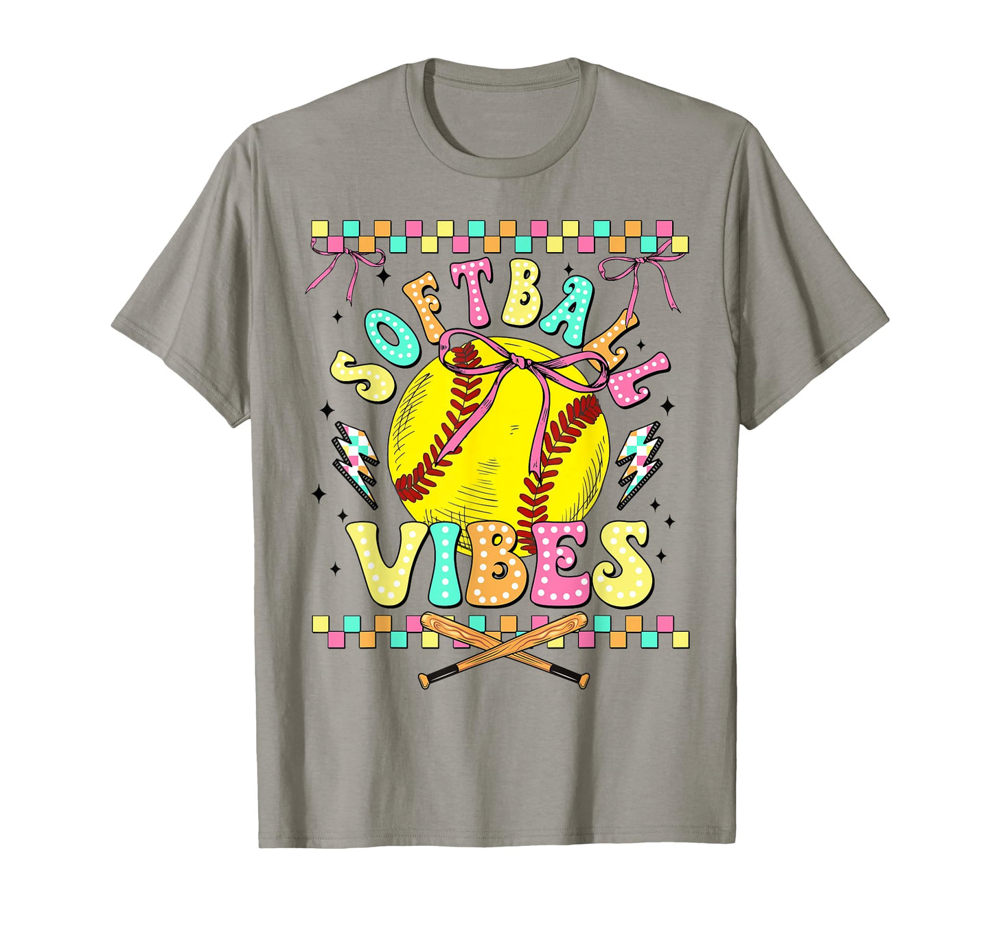 Softball Vibes Softball Retro Groovy Game Day Girls Women T-Shirt