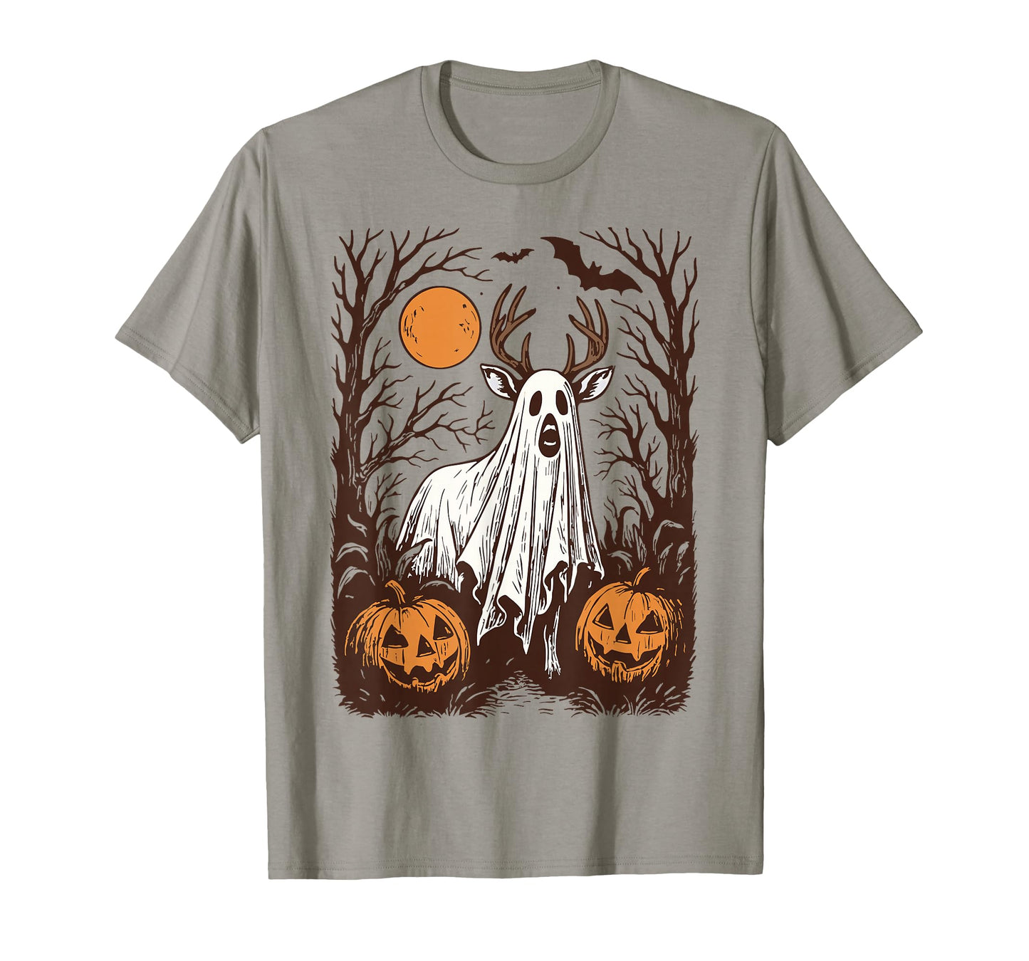 Halloween Spooky Deer Antler Skull Rustic Buck Fall Hunting T-Shirt