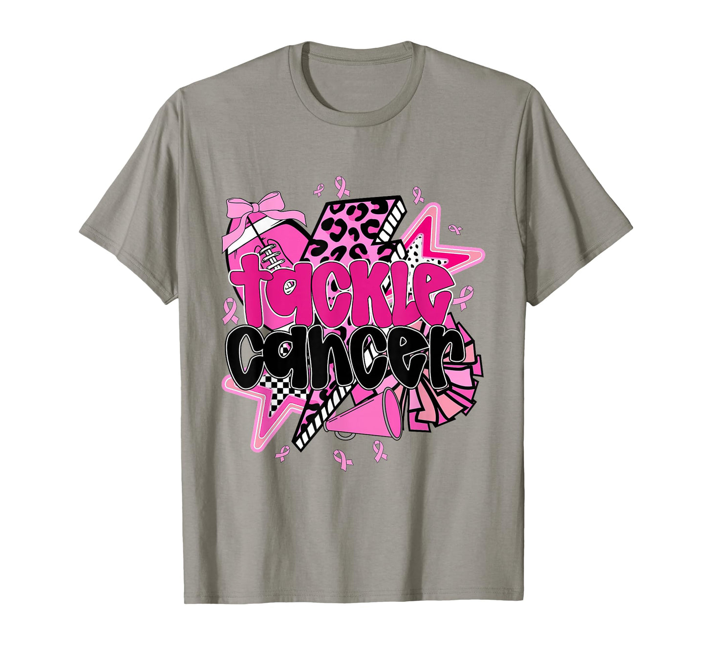 Tackle Cancer Football Breast Cancer Coquette Pink Ribbon T-Shirt