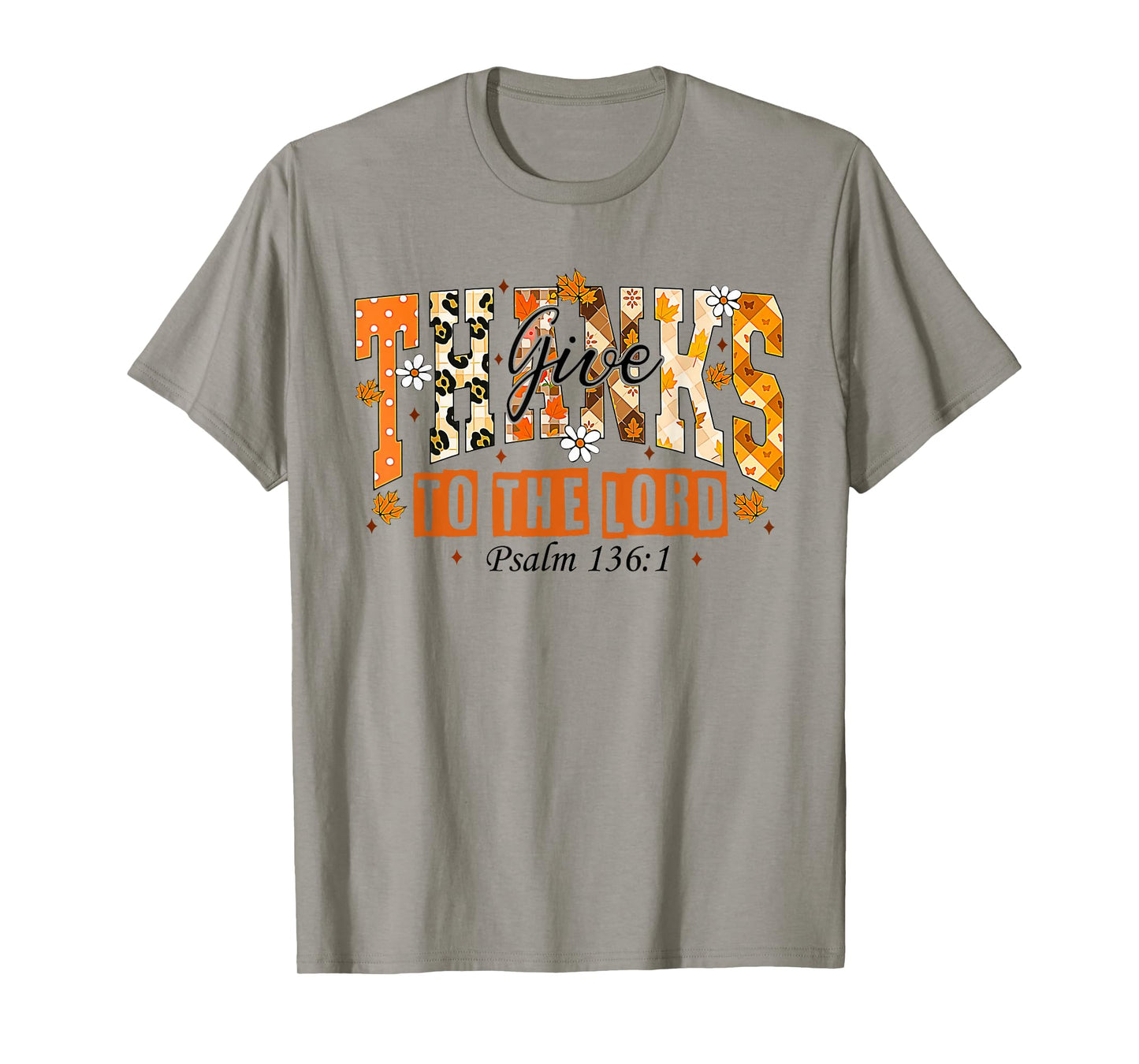 Give Thanks to The Lord Cross Pumpkin Bow Autumn Fall Flower T-Shirt