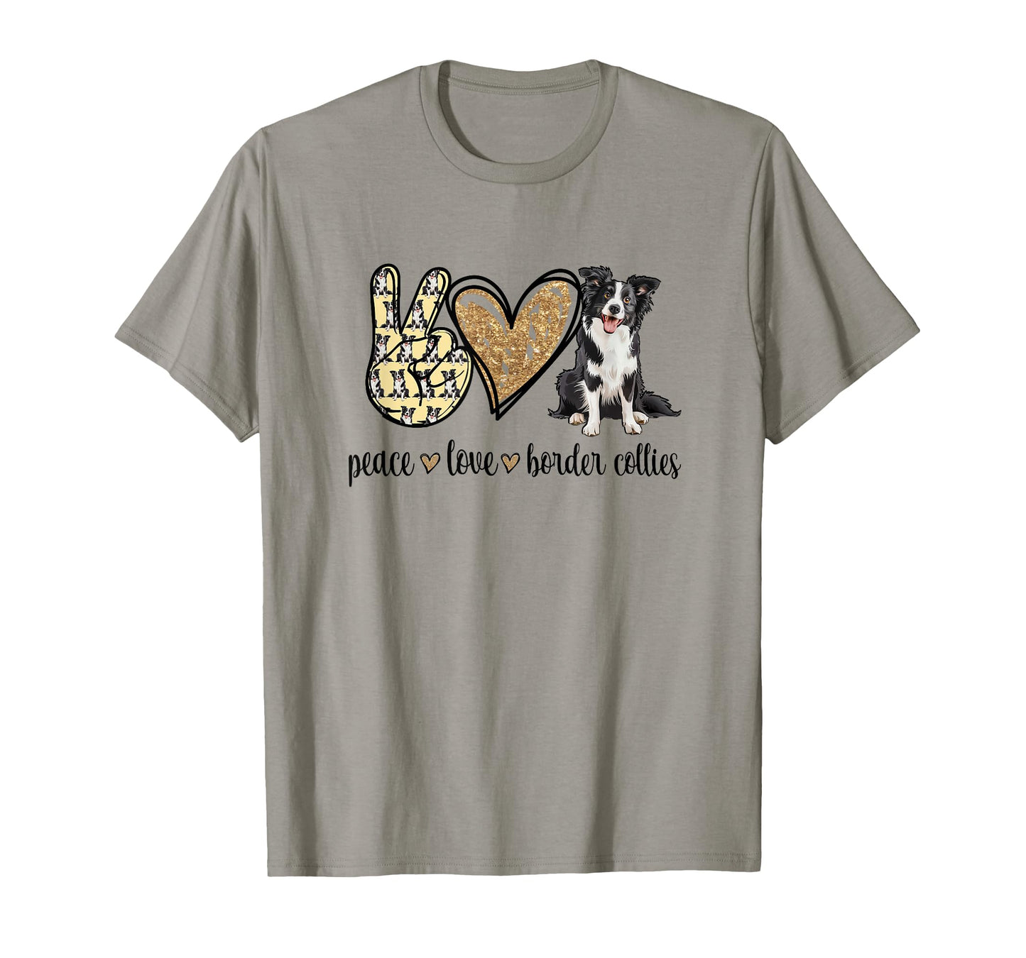 Womens Girls Kids Dog Mom Peace Love Border Collie Lover T-Shirt