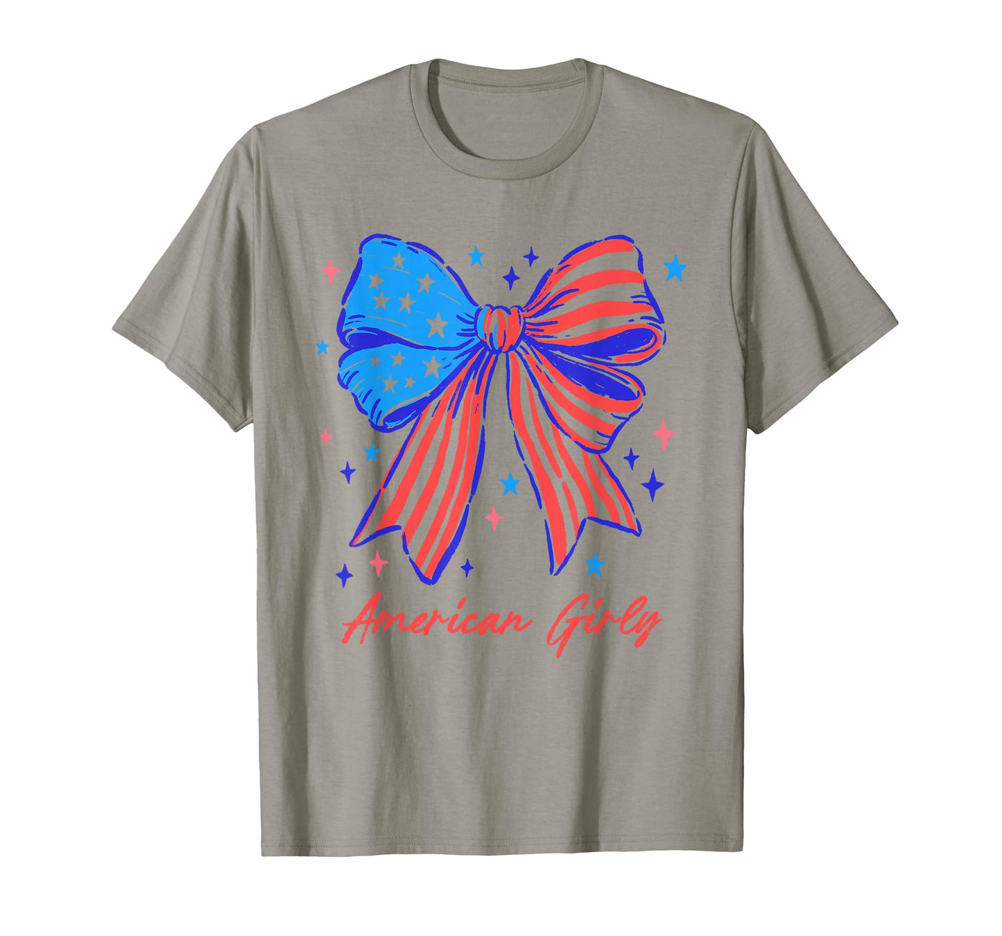 Coquette Bow USA Patriotic American Flag 4th of July Girl T-Shirt