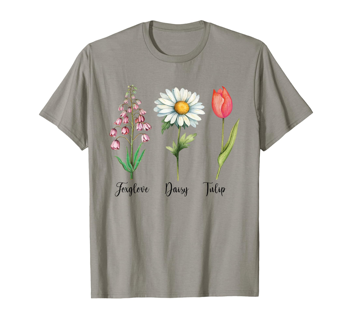 Vintage Floral Plant Foxglove Daisy Tulip Flowers Mom Women T-Shirt