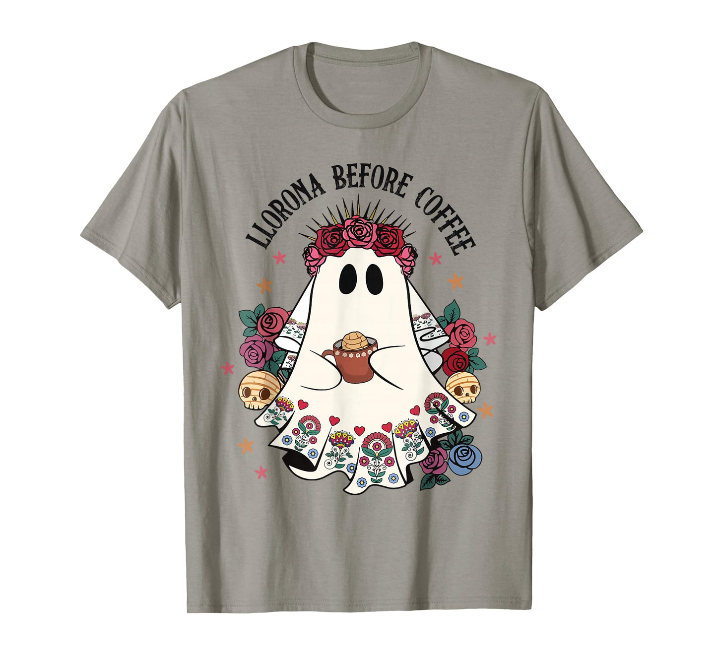 Llorona Before Coffee Lover Cute Mexican Ghost Halloween T-Shirt