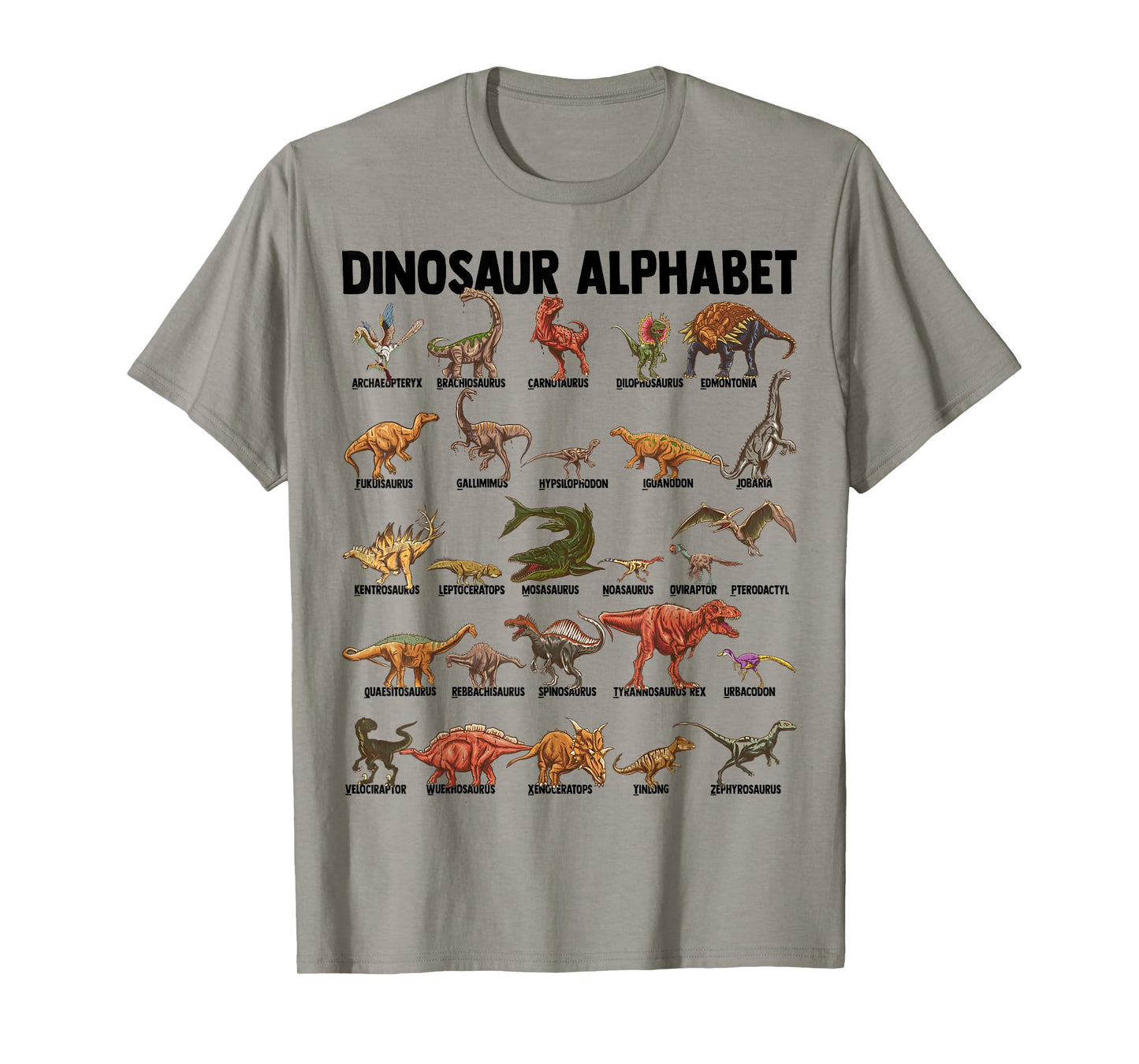 Dinosaur Alphabet - Dino Types Identification - A-Z ABC T-Shirt