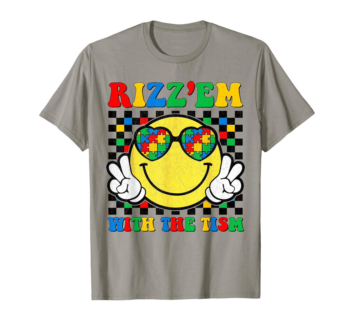 Rizz Em With The Tism Funny Autism Awareness Boys Girls Kids T-Shirt