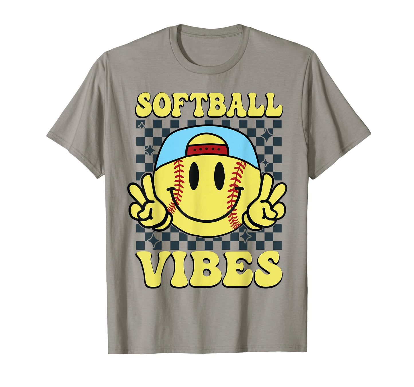 Softball Vibes Softball Retro Groovy Game Day Girls Women T-Shirt