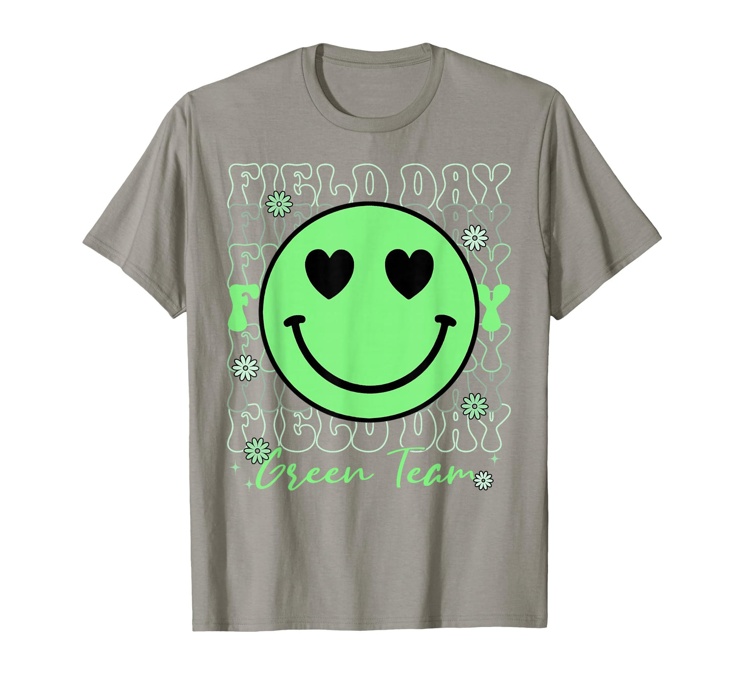 Field Day Green Team Smile Face Field Day Games Kids Teacher T-Shirt