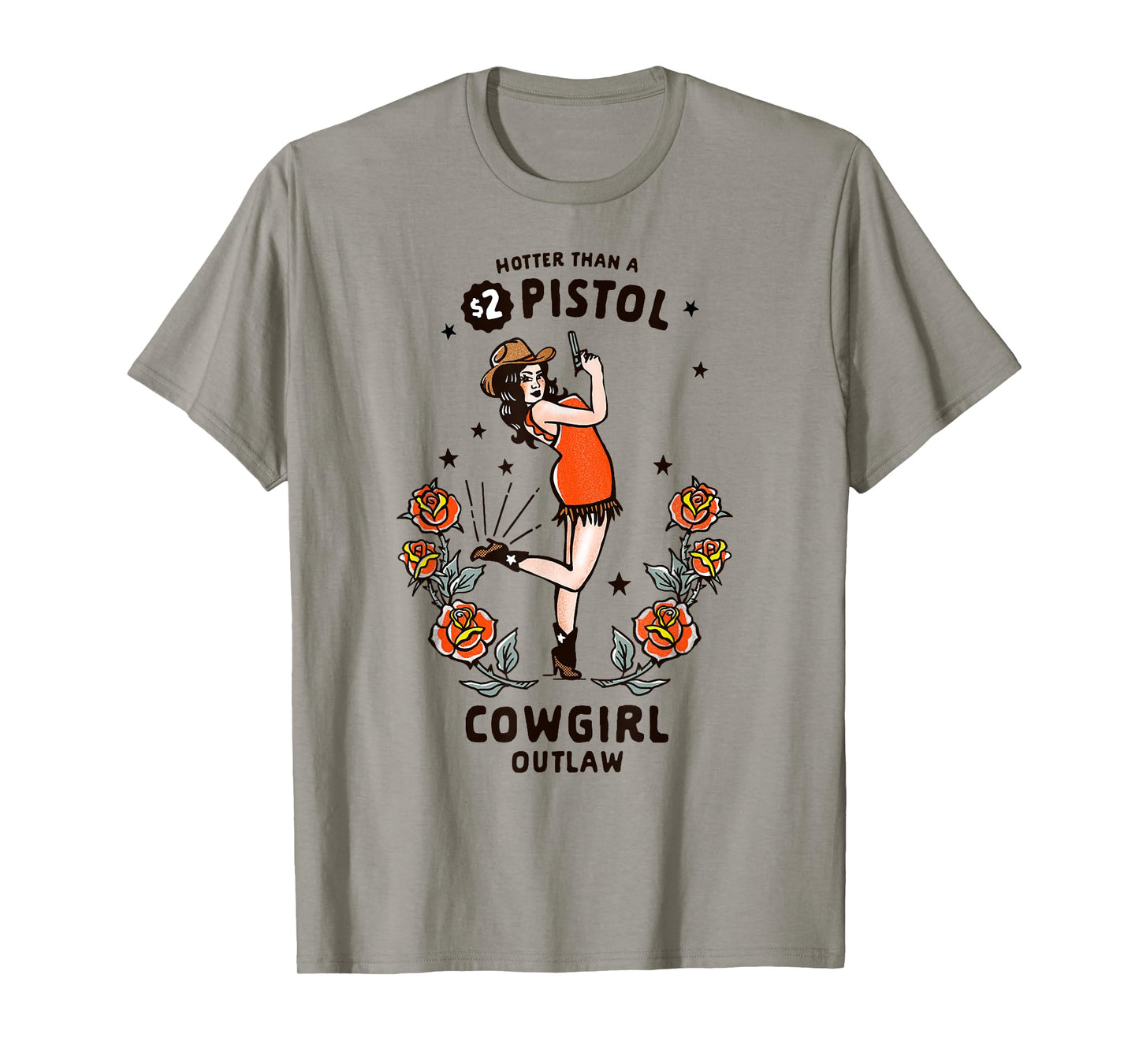 Women's Western Boho Graphic Tee Retro Outlaw Cowgirl Pinup T-Shirt