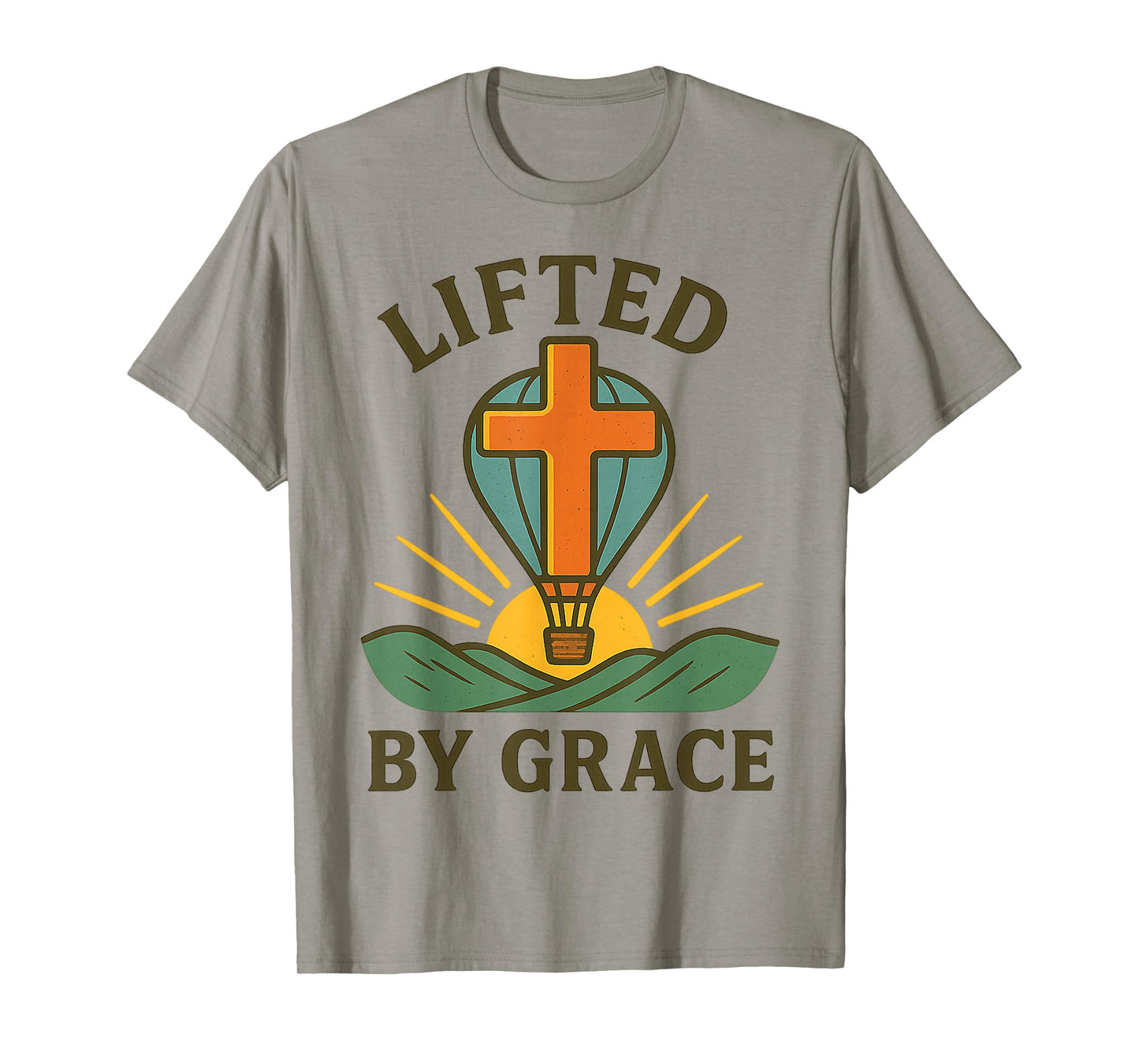 Christian Lifted by Grace Hot Air Balloon Cross Sunrise T-Shirt