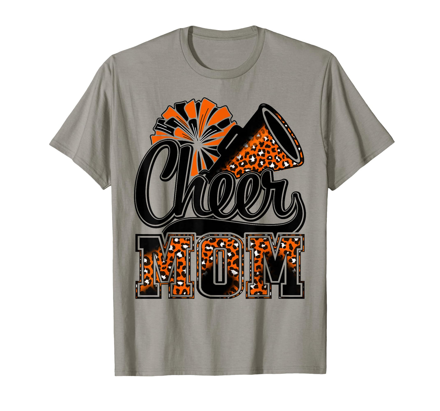 Cheer Mom Orange Leopard Cheerleader Competition Game Day T-Shirt