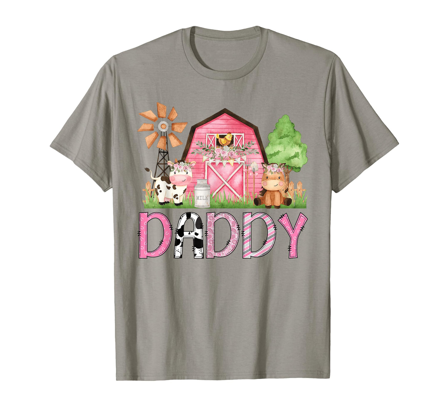 Daddy Pink Farm Animal Birthday Kids Matching Family T-Shirt
