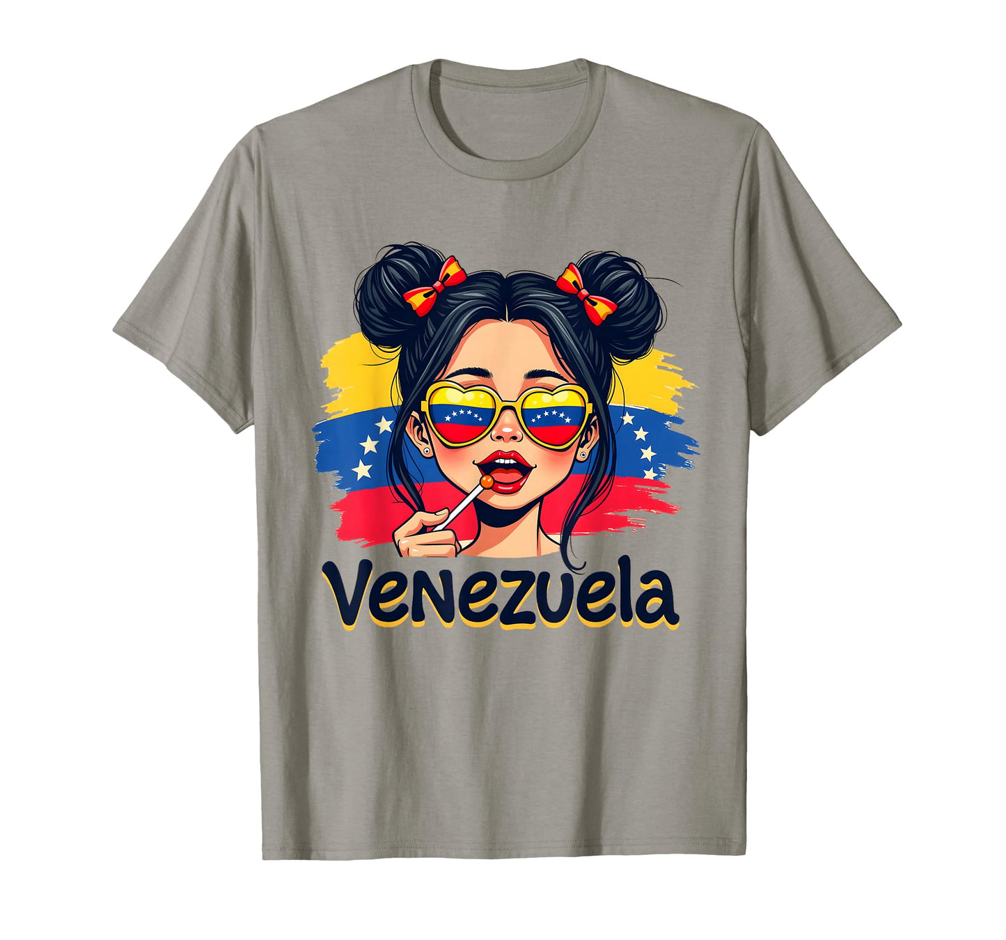 Messy Bun Girl Venezuela Pride Latina Venezuelan Women Girls T-Shirt