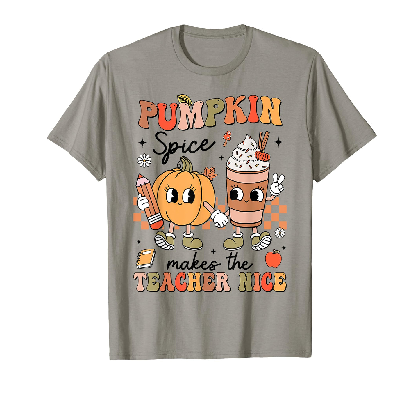 Groovy Pumpkin Spice Makes Teacher Nice Fall Thanksgiving T-Shirt