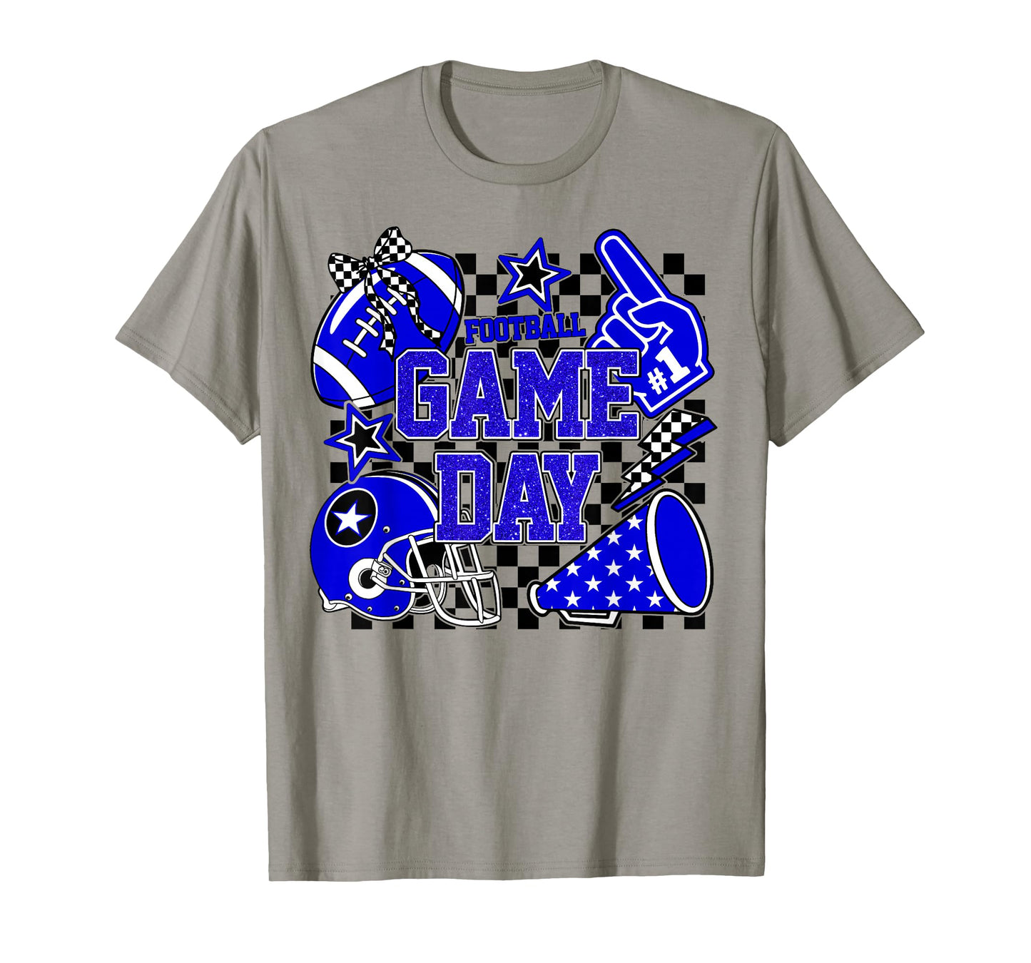 Game Day Football Touchdown Season Girly Team Spirit Blue T-Shirt