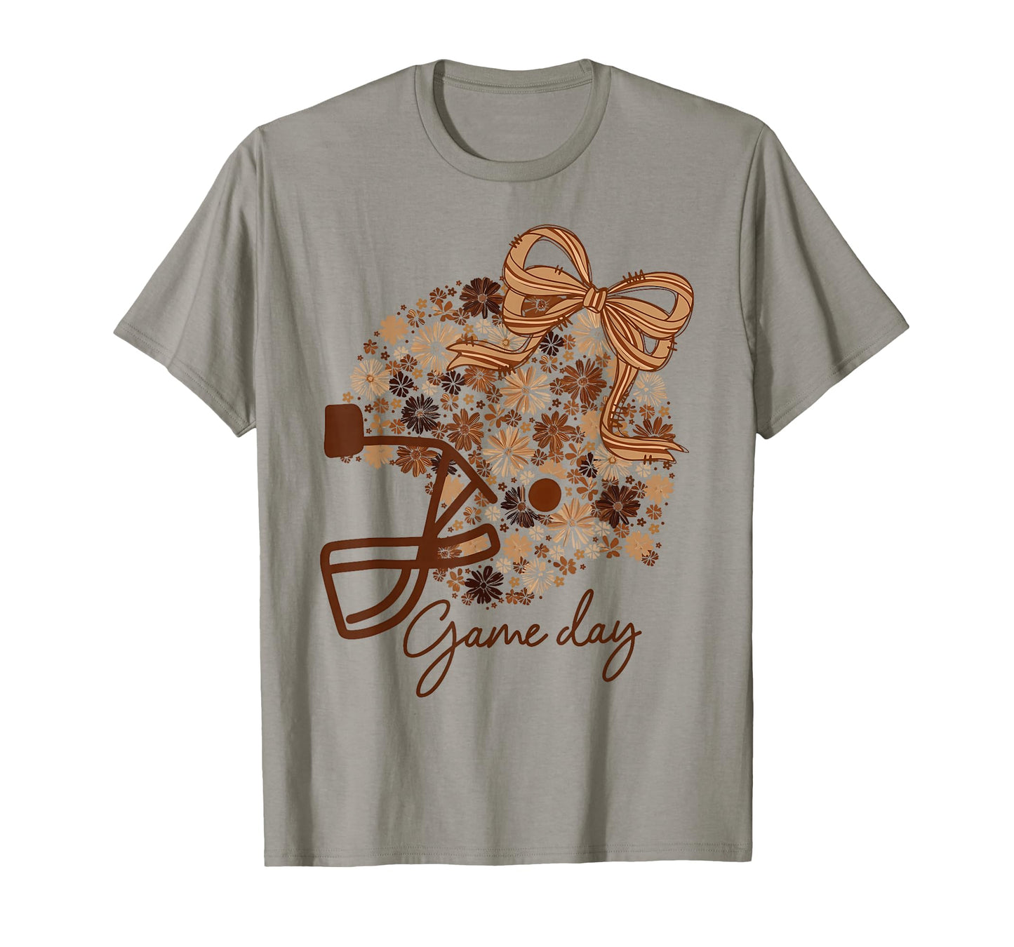 Retro Floral Football Helmet Game Day Touch Down Season T-Shirt
