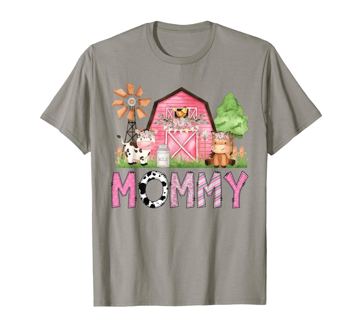 Mommy Pink Farm Animal Birthday Kids Matching Family T-Shirt
