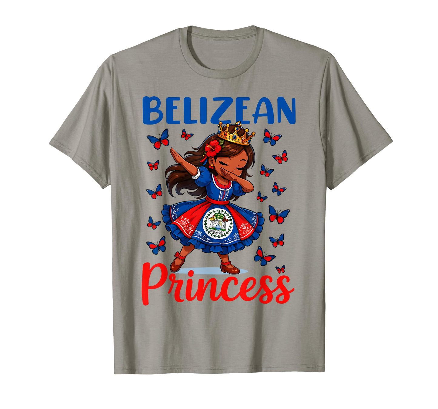 Belizean Princess Dabbing Girl Cute Belize Pride Outfit Kids T-Shirt